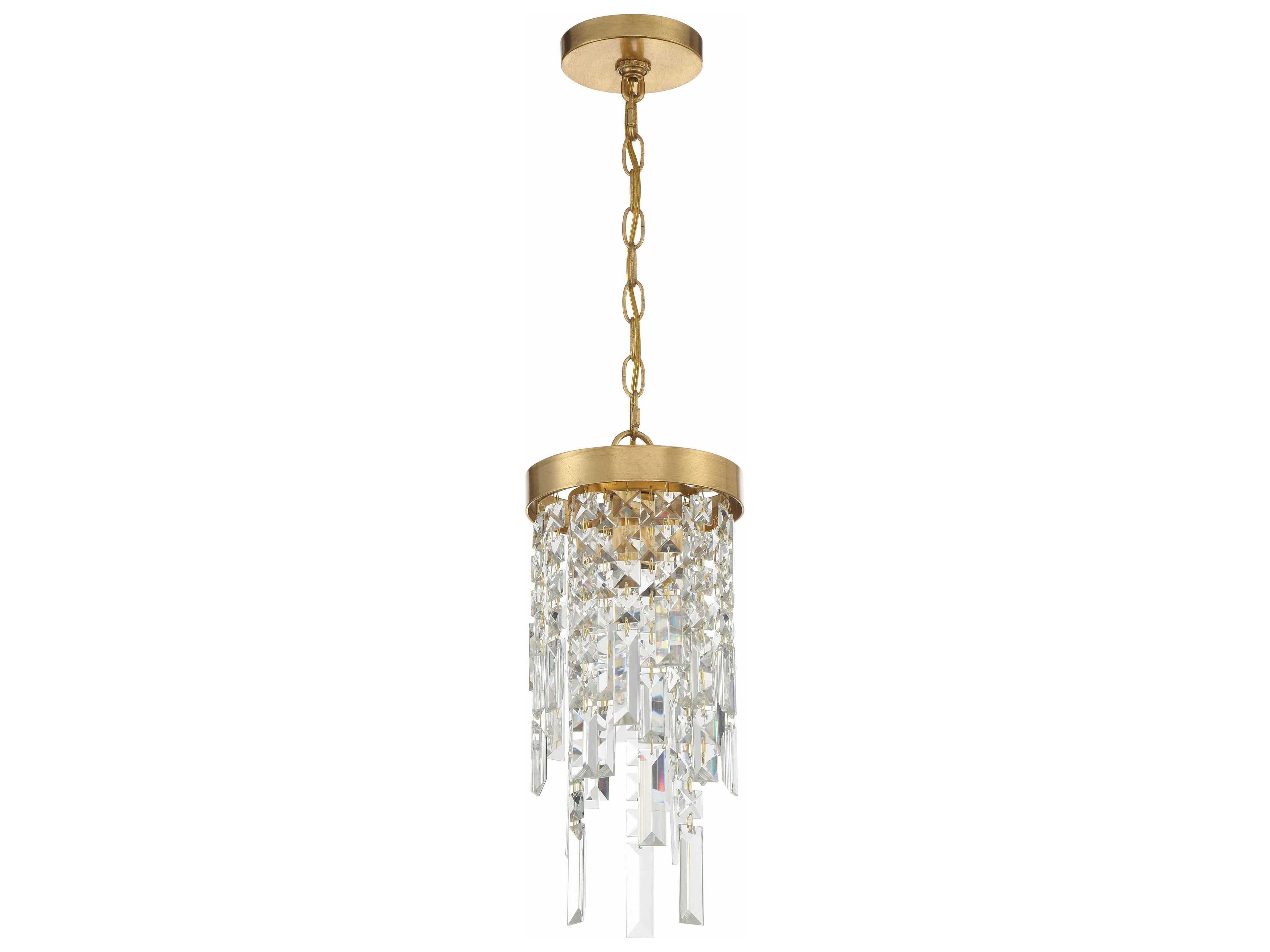 Crystorama Winfield 1-Light Antique Gold Crystal Mini Pendant