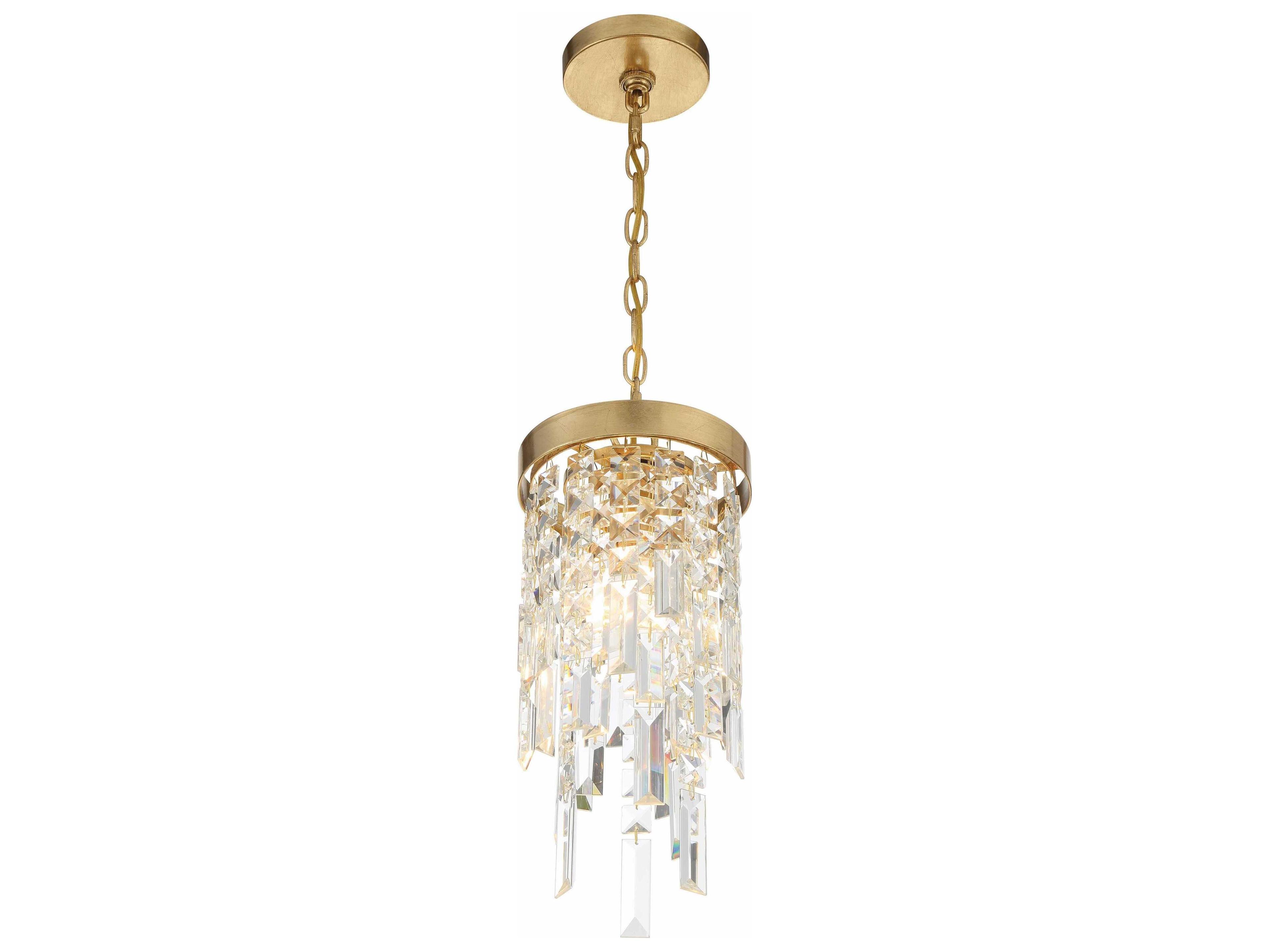 Crystorama Winfield 1-Light Antique Gold Crystal Mini Pendant