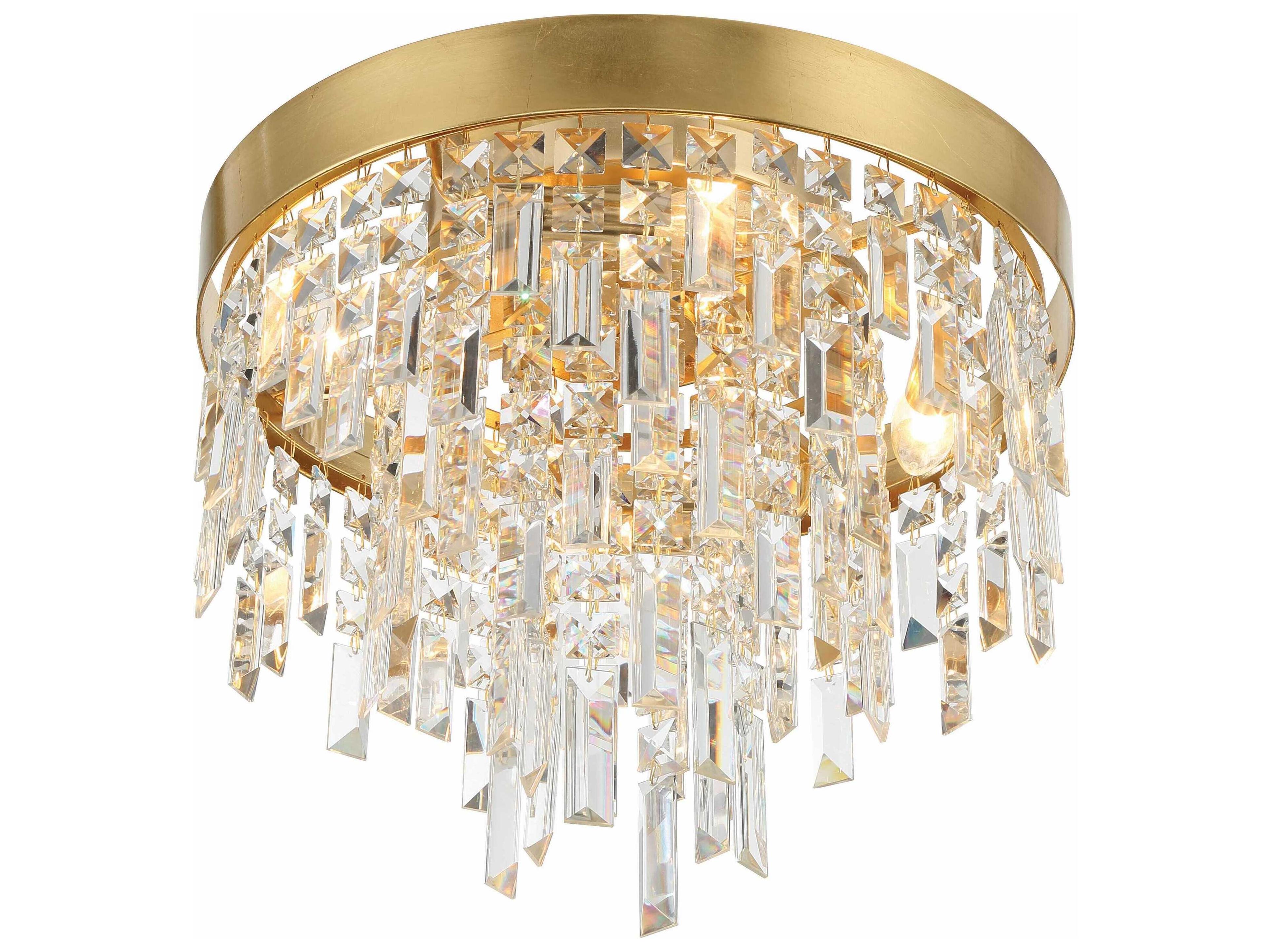 Crystorama Winfield 4-Light Antique Gold Crystal Flush Mount