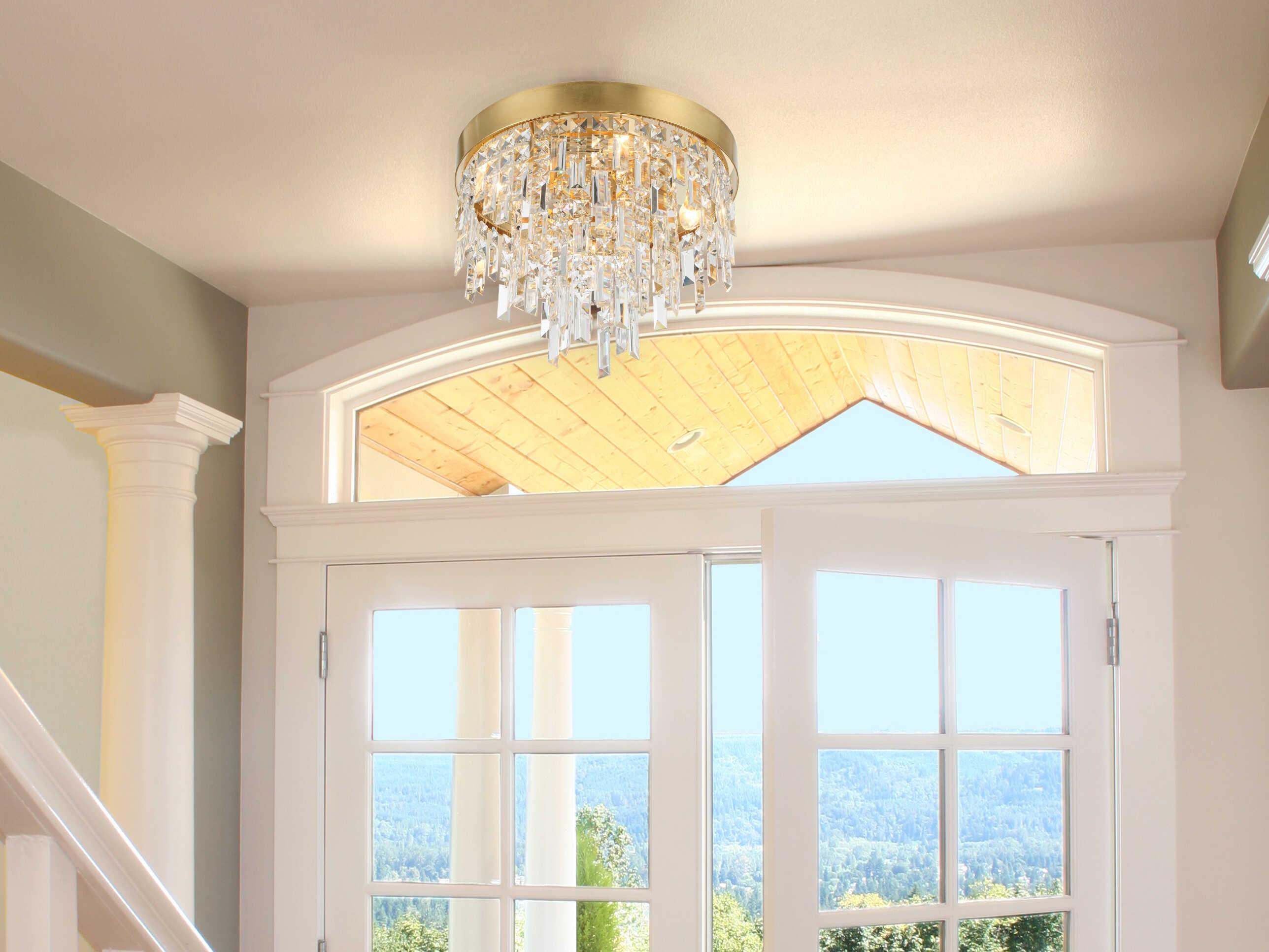 Crystorama Winfield 4-Light Antique Gold Crystal Flush Mount