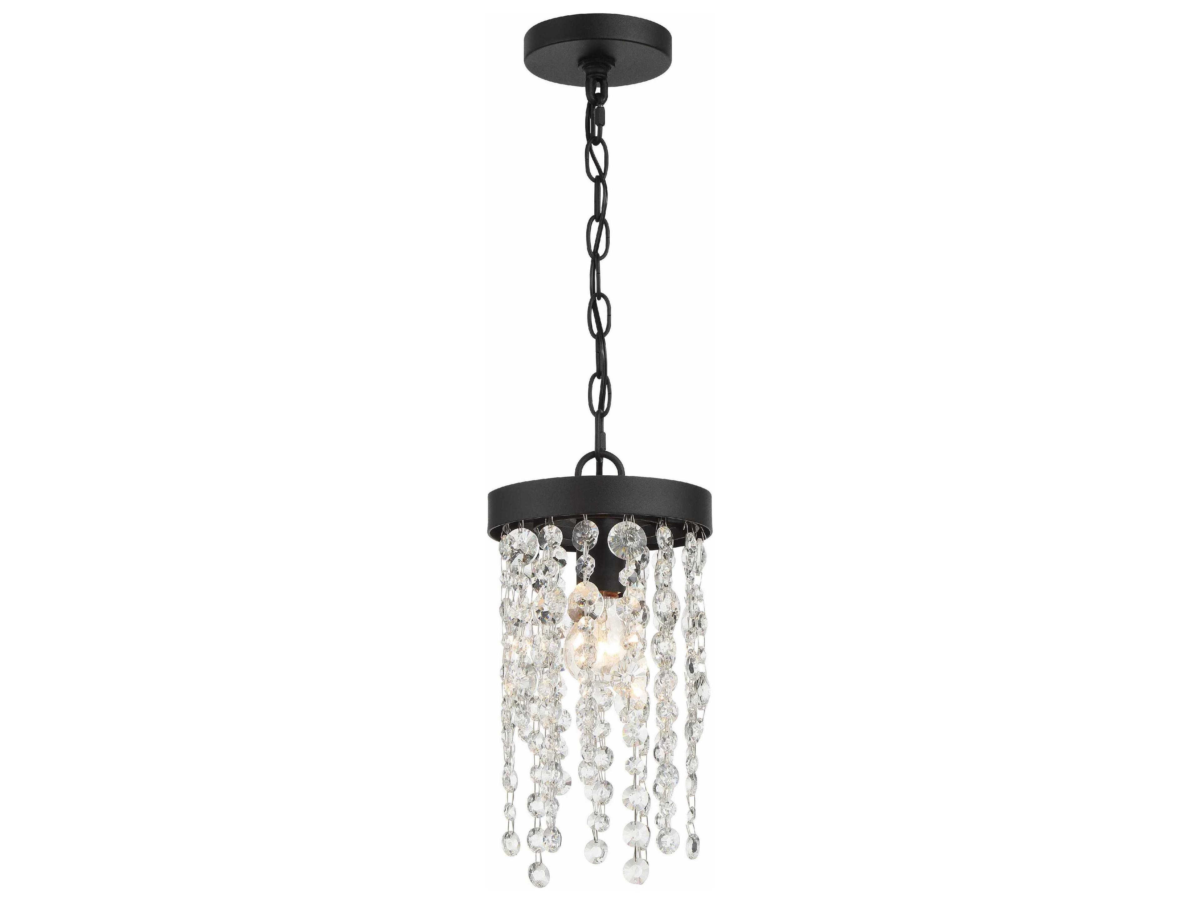 Crystorama Winham 1-Light Black Forged Crystal Glass Mini Pendant