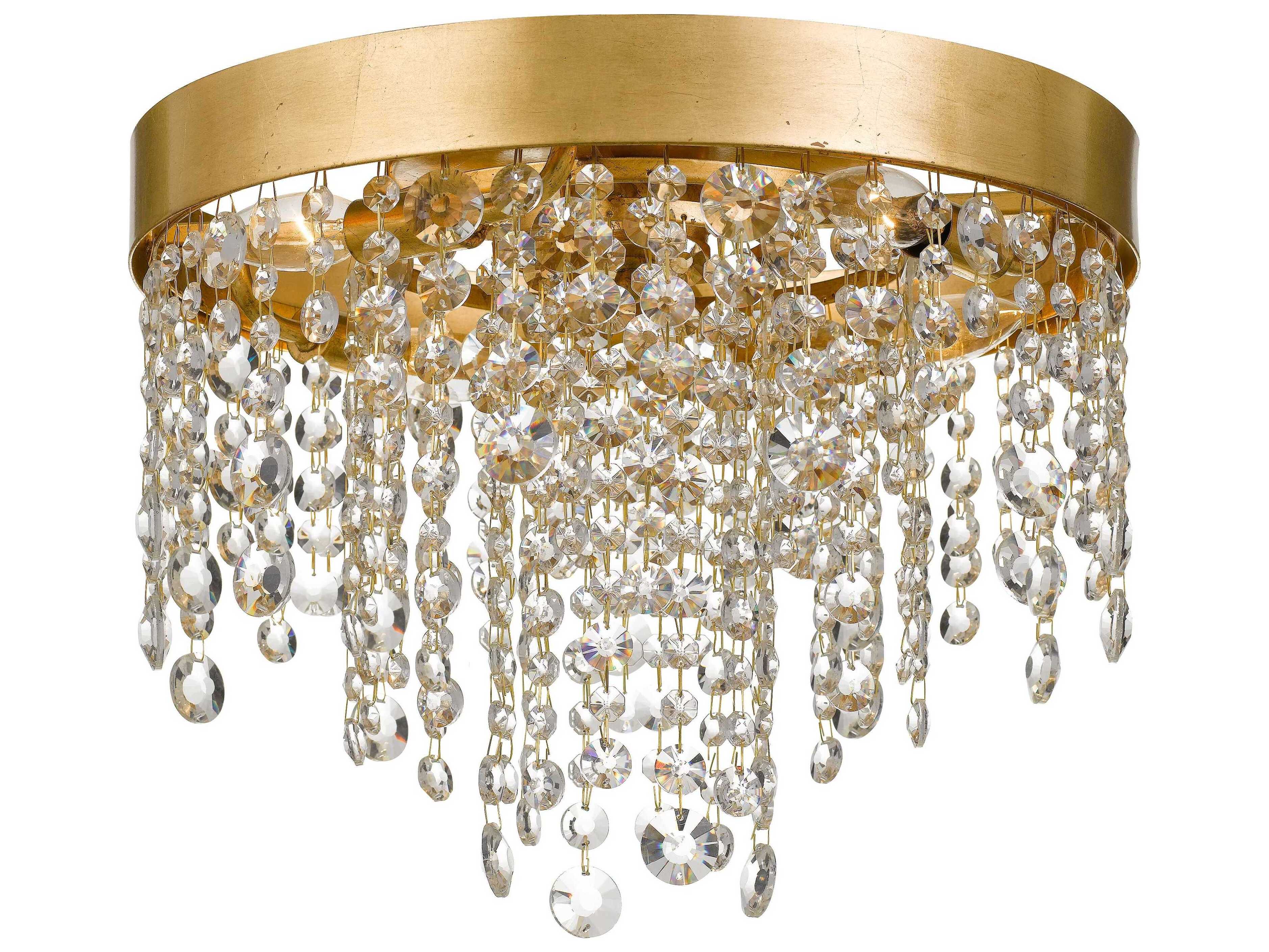 Crystorama Winham 4-Light Antique Gold Crystal Round Flush Mount