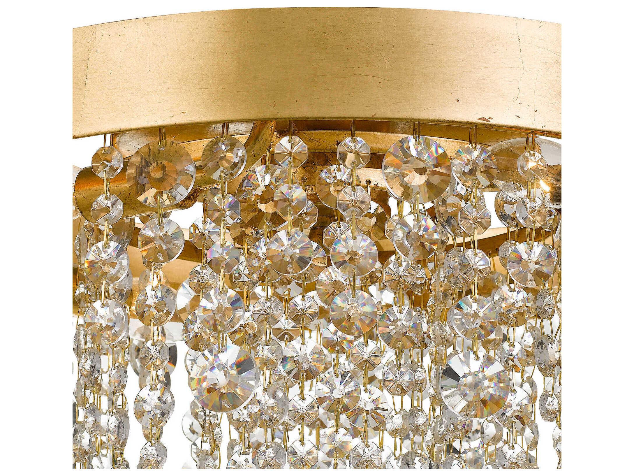 Crystorama Winham 4-Light Antique Gold Crystal Round Flush Mount