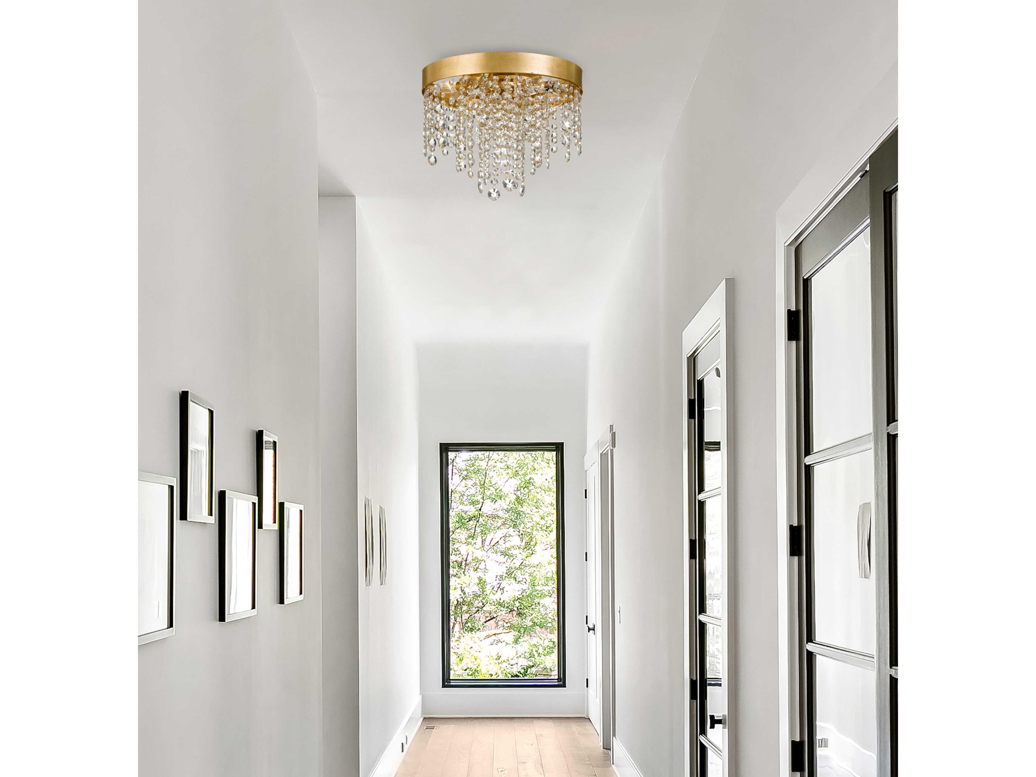 Crystorama Winham 4-Light Antique Gold Crystal Round Flush Mount