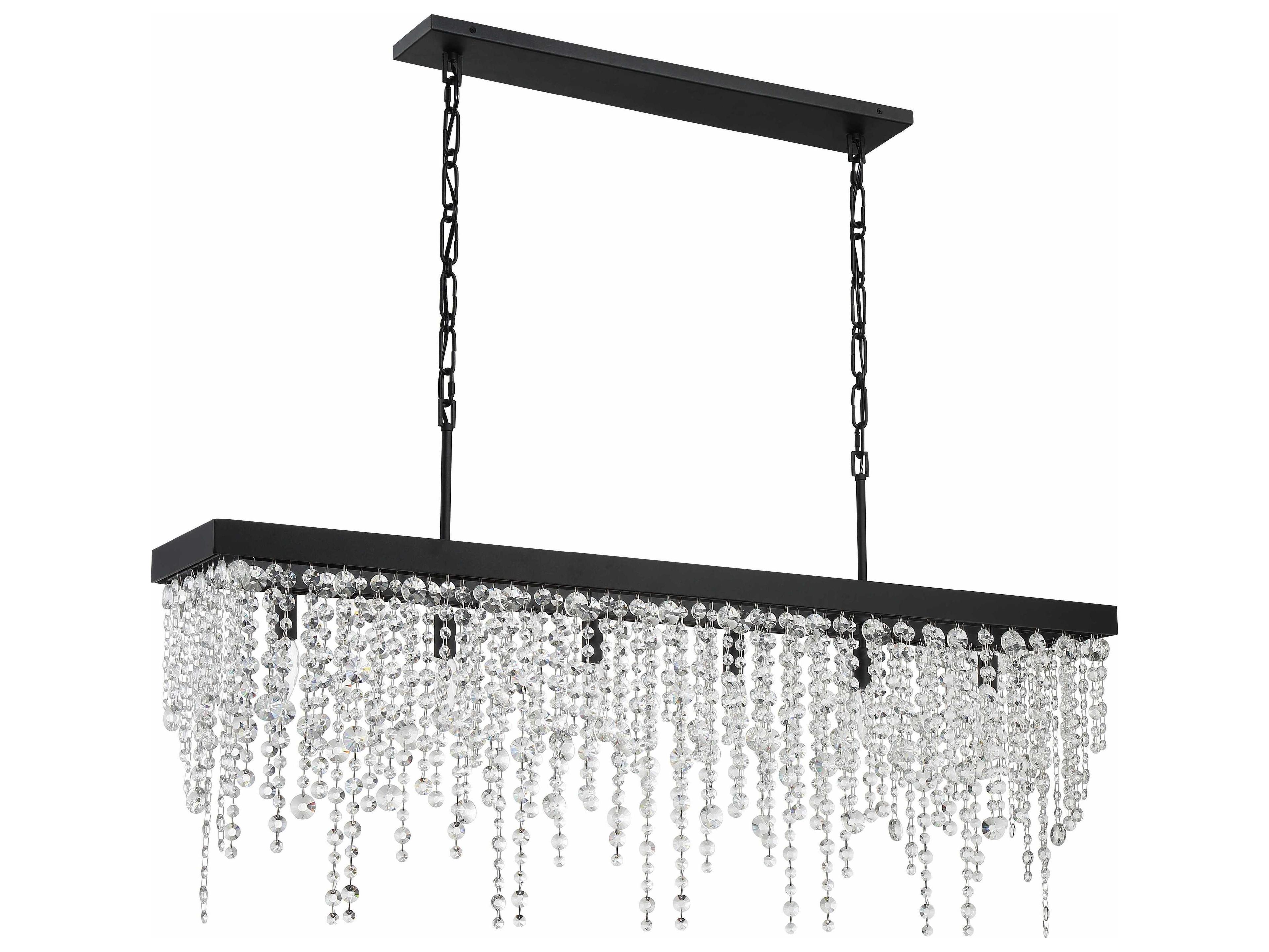 Crystorama Winham 6-Light Black Forged Crystal Glass Linear Island Pendant