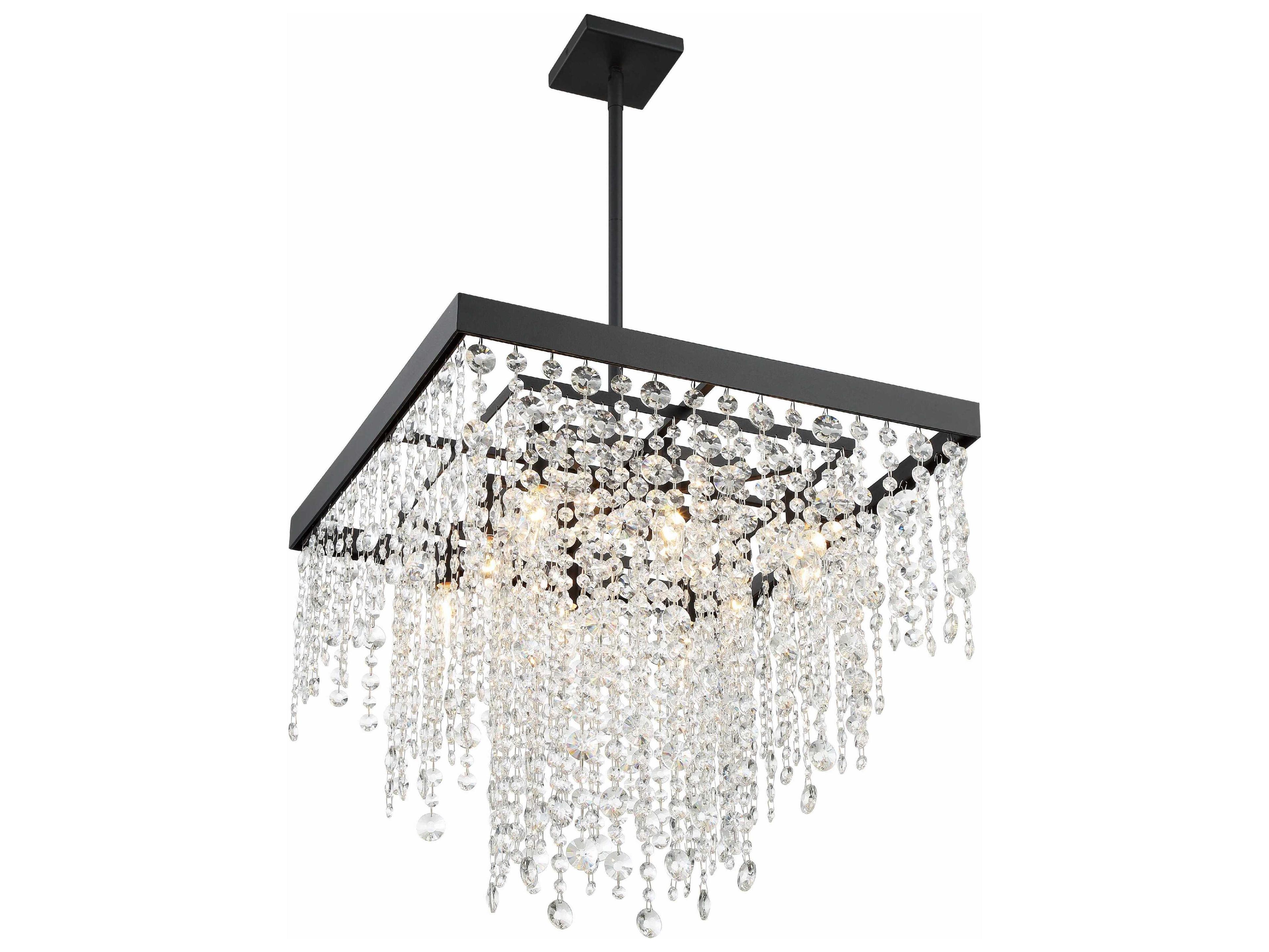 Crystorama Winham 8-Light Black Forged Crystal Glass Pendant