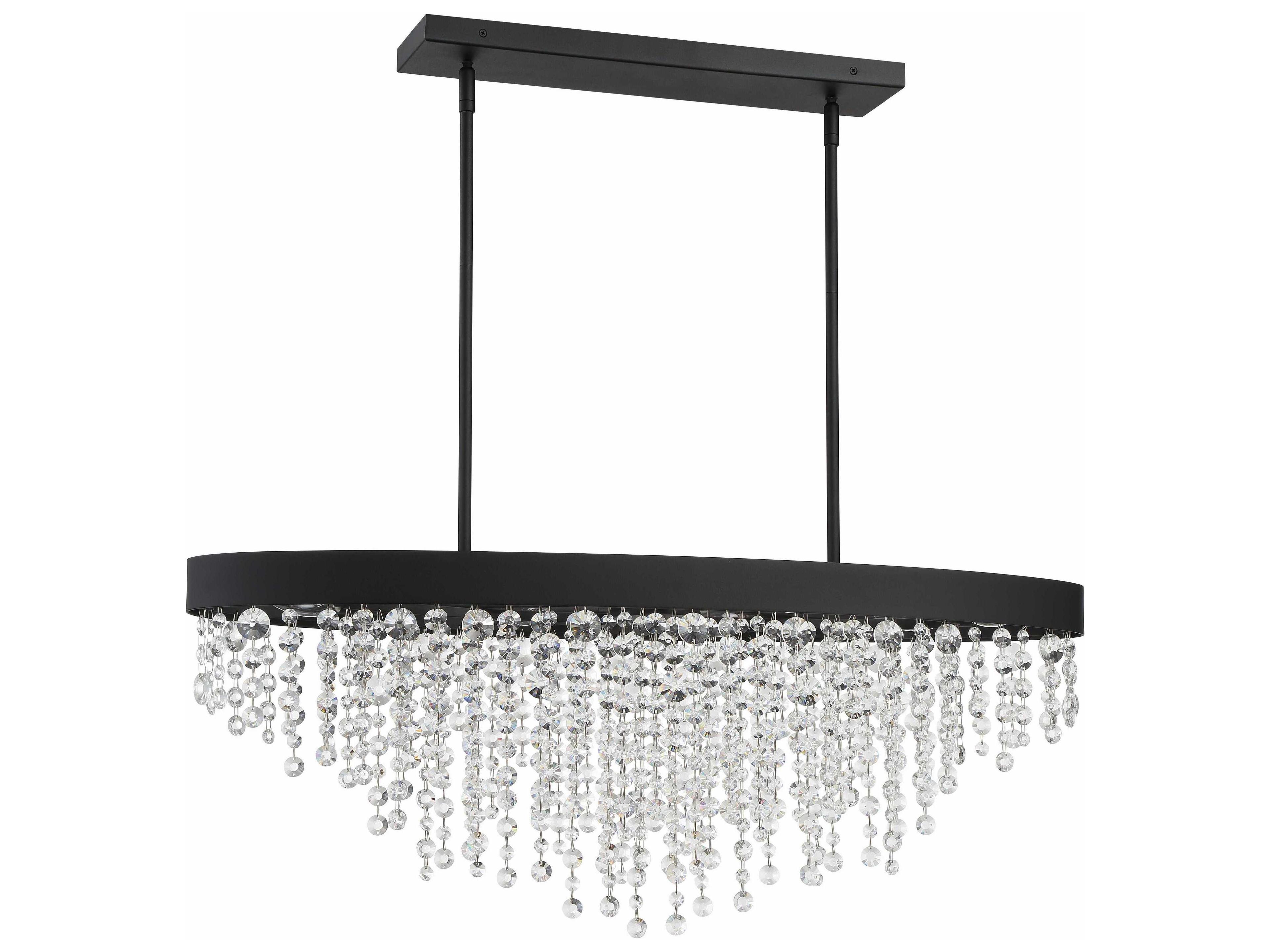 Crystorama Winham 8-Light Black Forged Crystal Glass Island Pendant