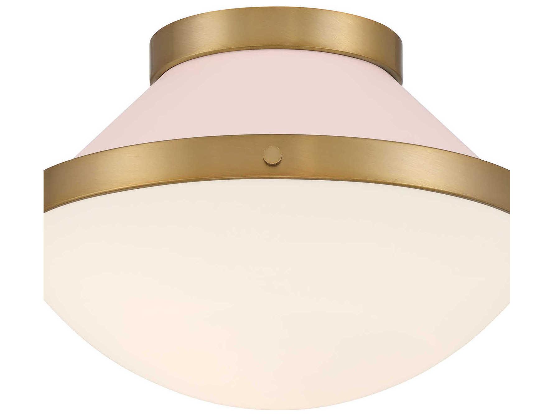 Crystorama Xander 1-Light Vibrant Gold Blush Pink Flush Mount