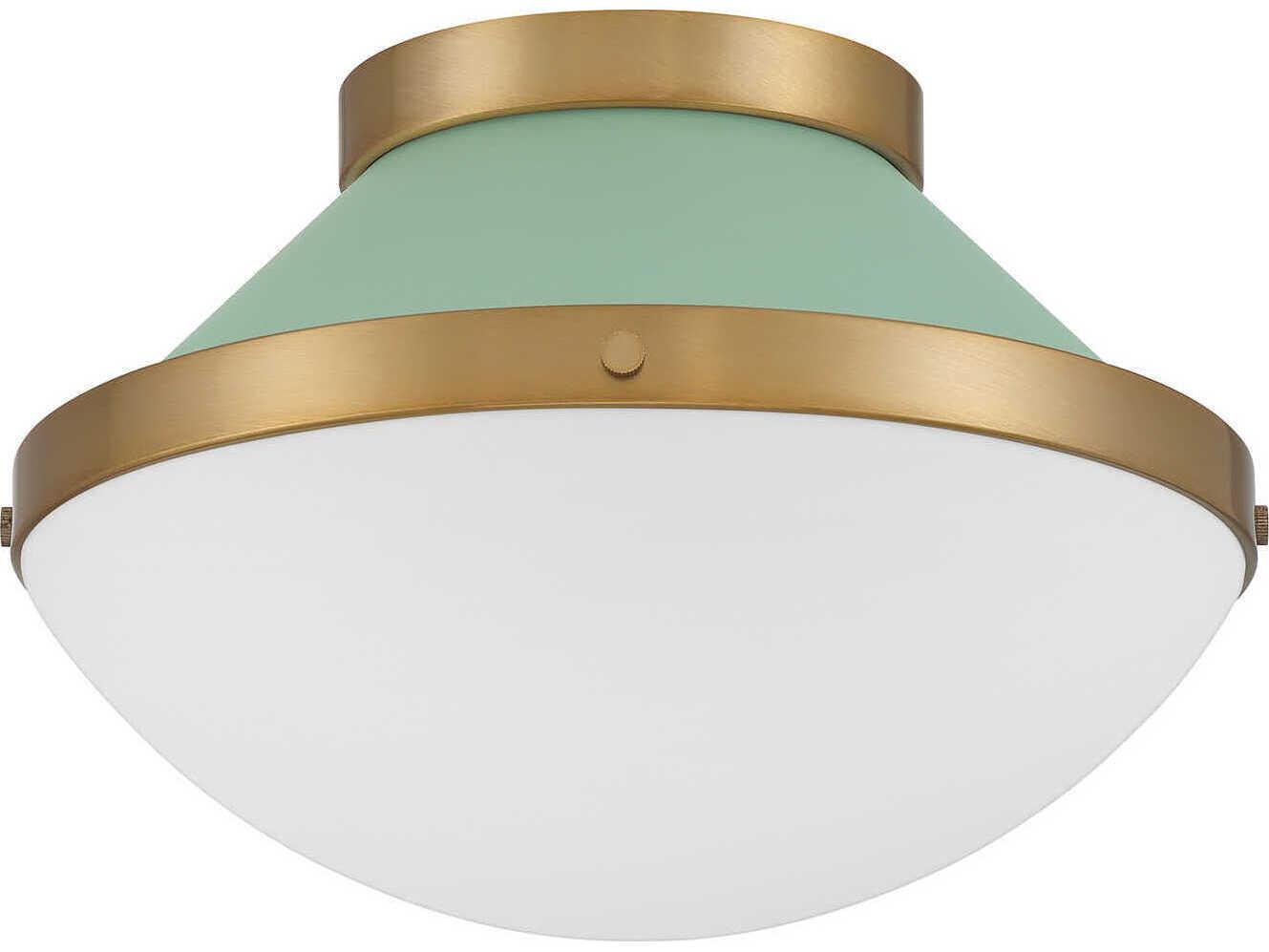 Crystorama Xander 1-Light Vibrant Gold Green Flush Mount