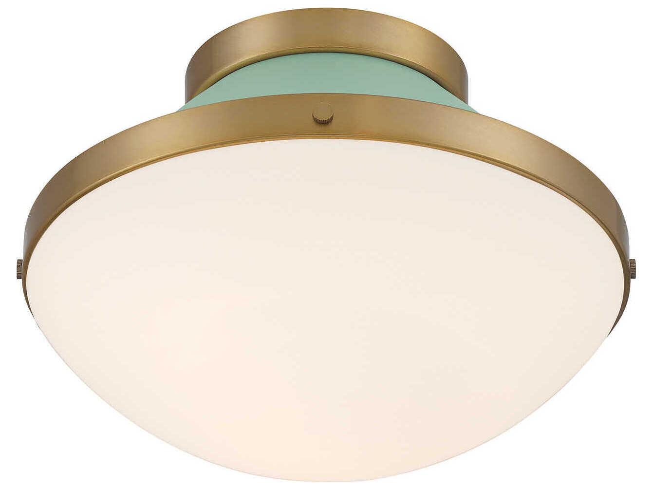 Crystorama Xander 1-Light Vibrant Gold Green Flush Mount