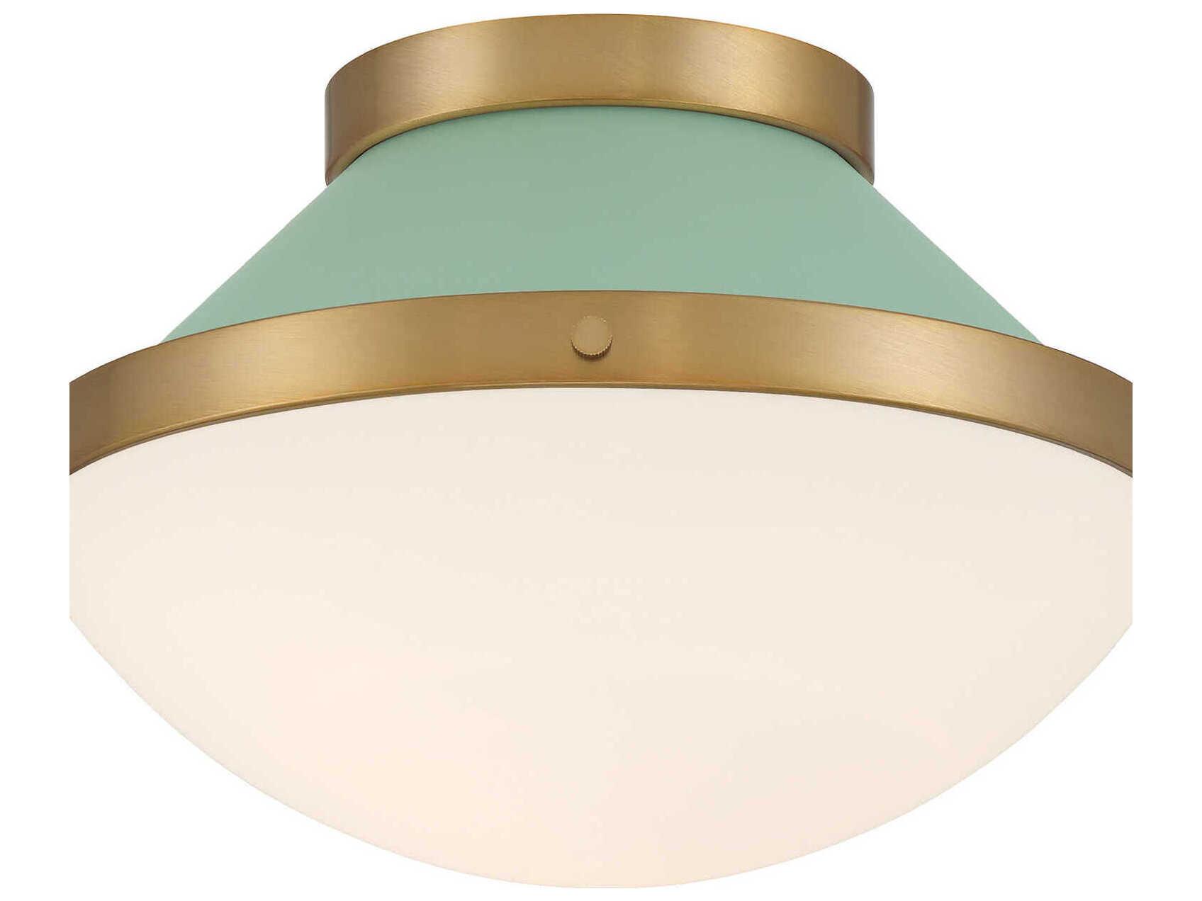 Crystorama Xander 1-Light Vibrant Gold Green Flush Mount