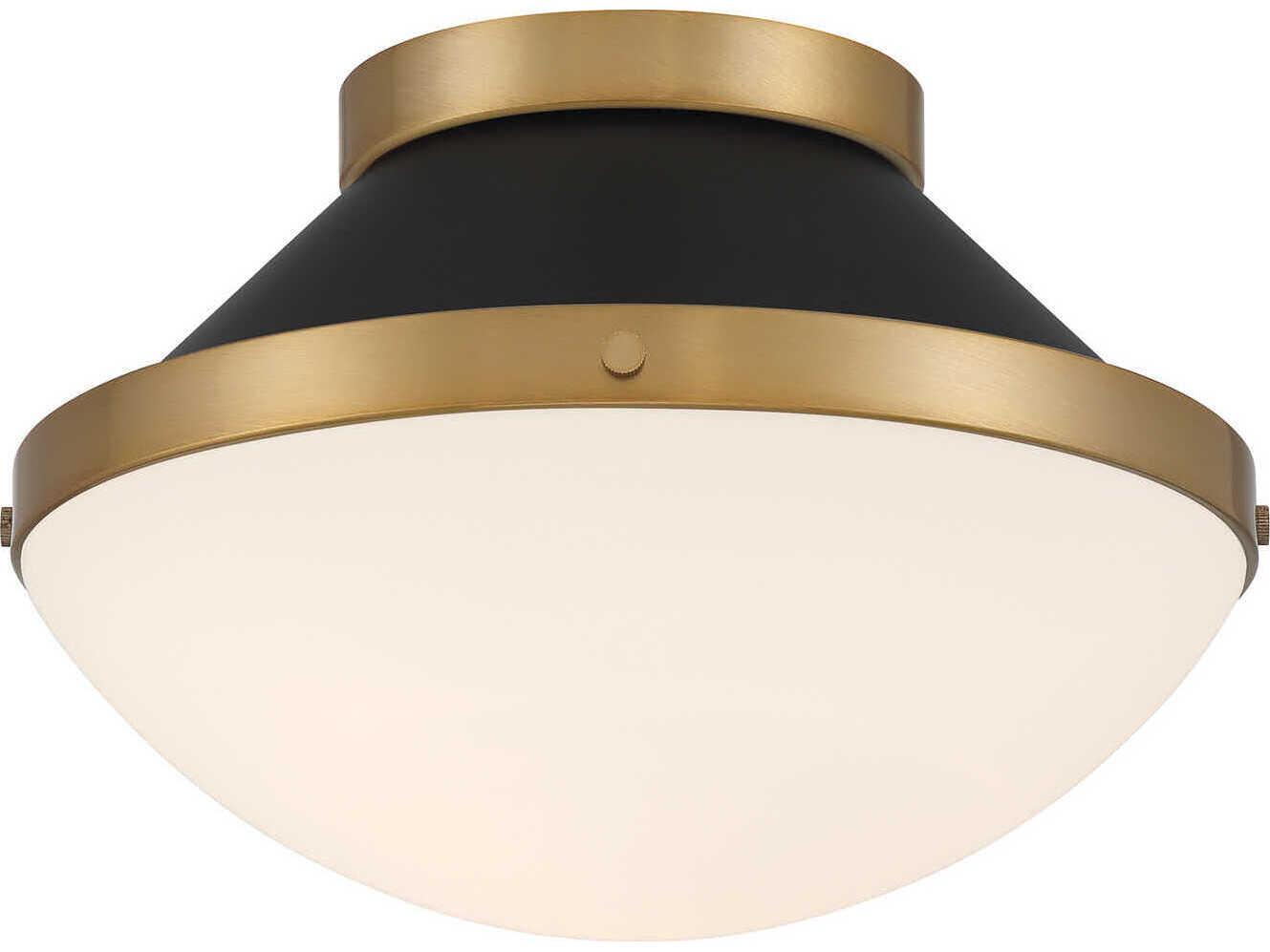 Crystorama Xander 1-Light Vibrant Gold Matte Black Flush Mount