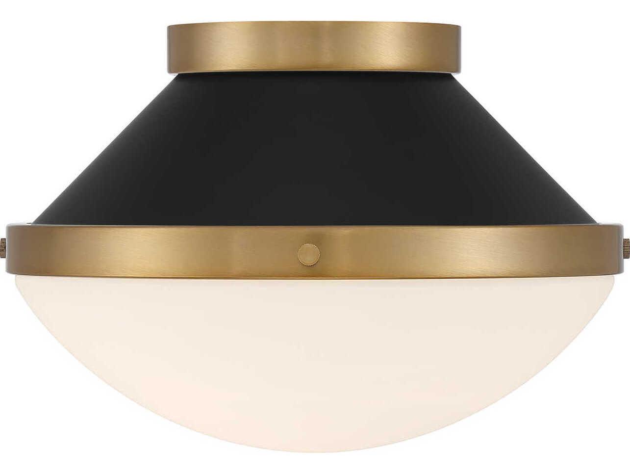 Crystorama Xander 1-Light Vibrant Gold Matte Black Flush Mount