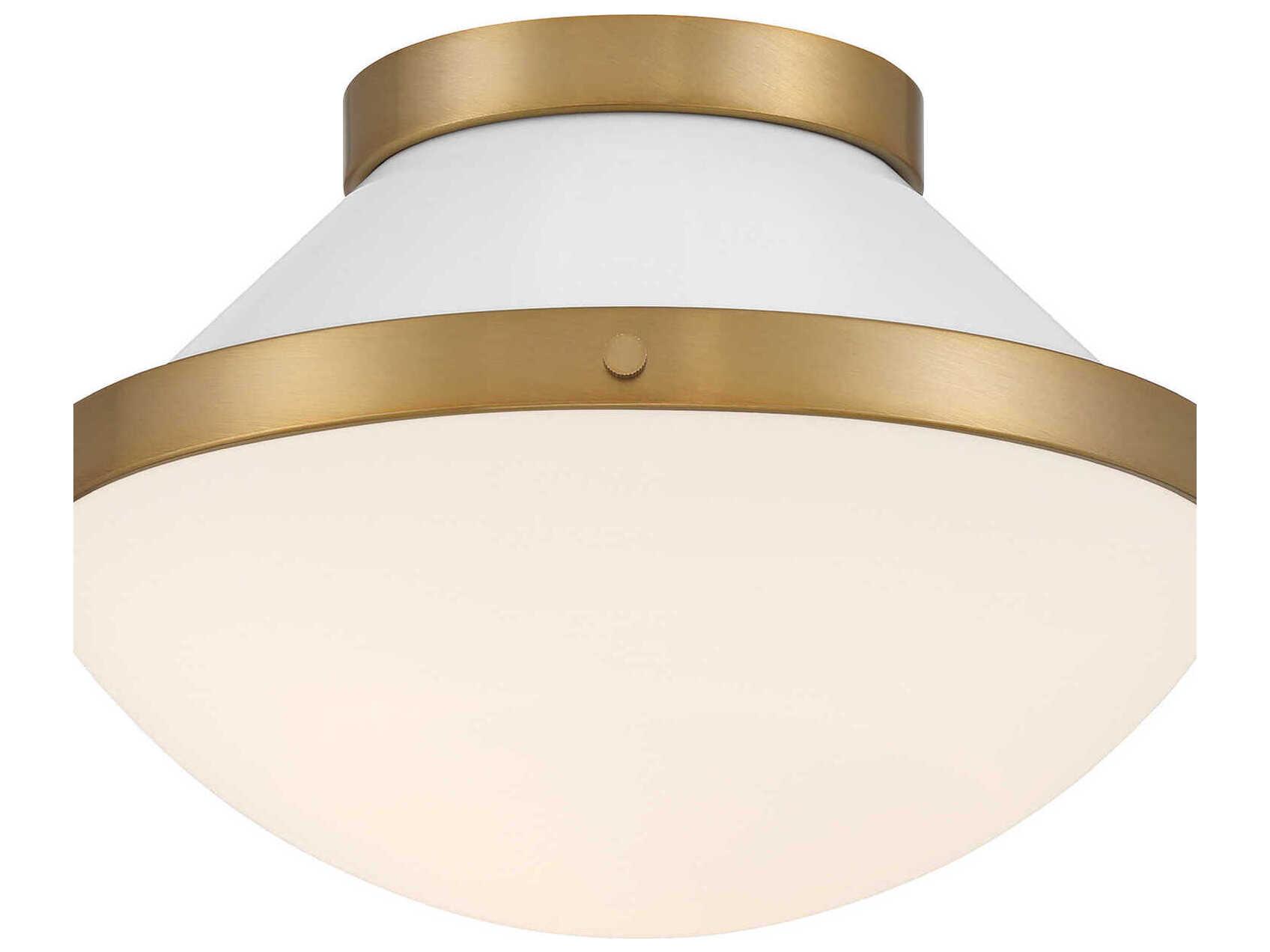 Crystorama Xander 1-Light Vibrant Gold White Flush Mount