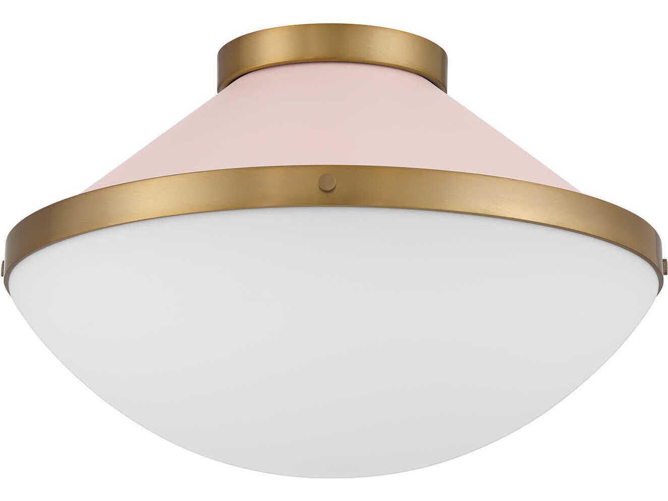 Crystorama Xander 2-Light Vibrant Gold Blush Pink Flush Mount