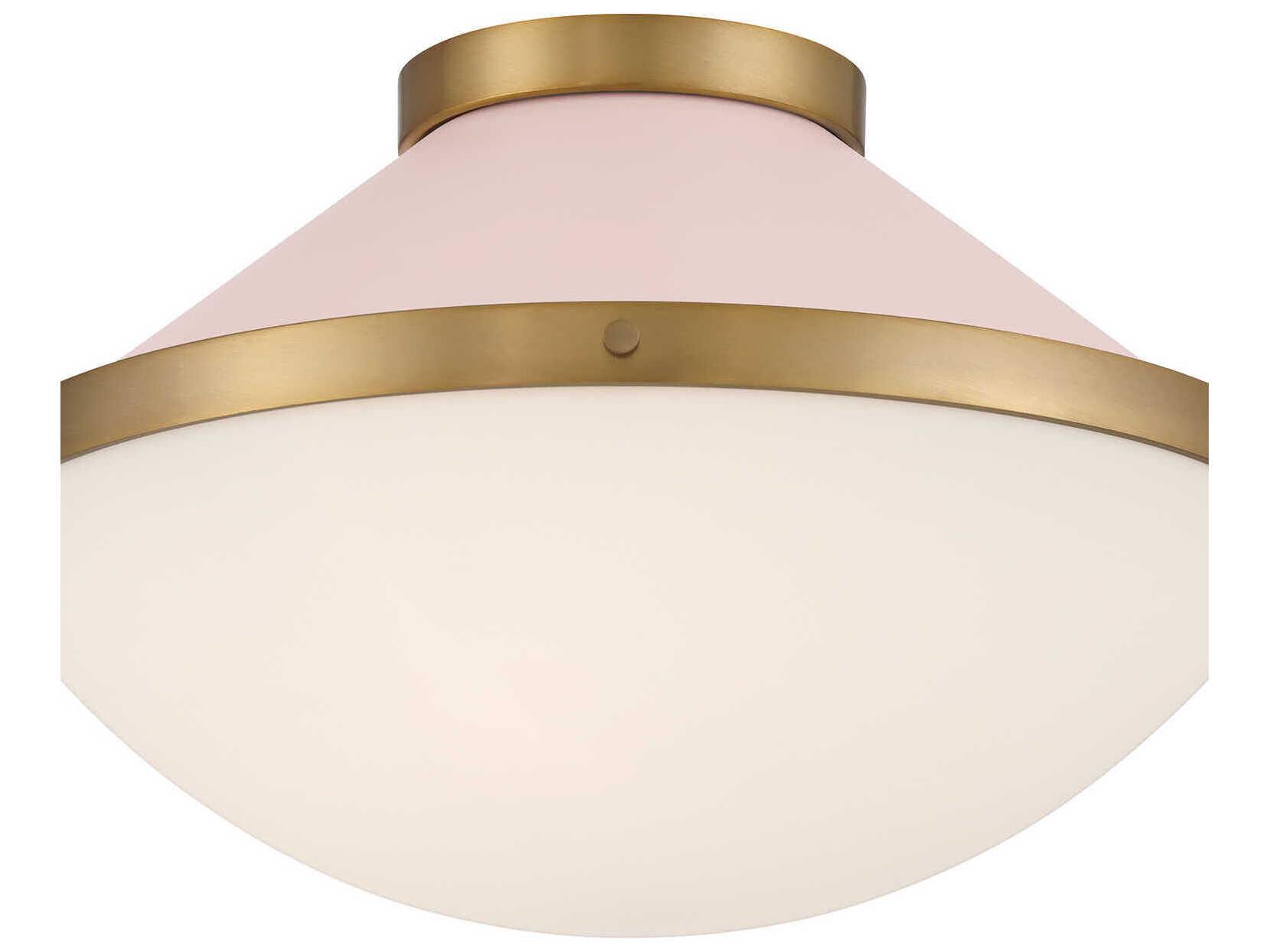 Crystorama Xander 2-Light Vibrant Gold Blush Pink Flush Mount
