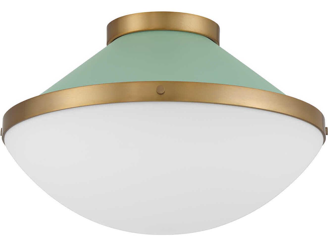Crystorama Xander 2-Light Vibrant Gold Green Flush Mount