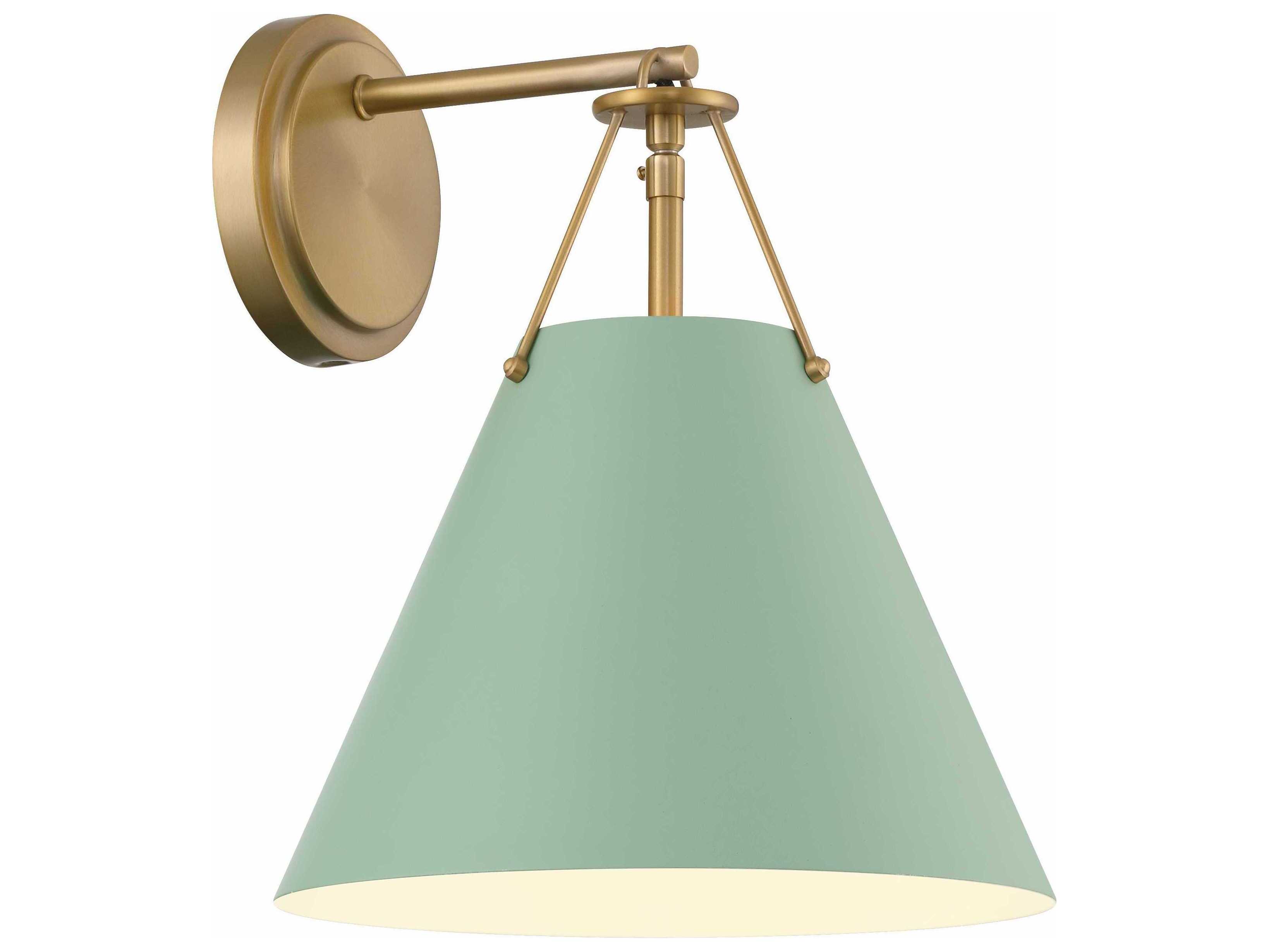 Crystorama Xavier 1-Light Vibrant Gold Green Wall Sconce