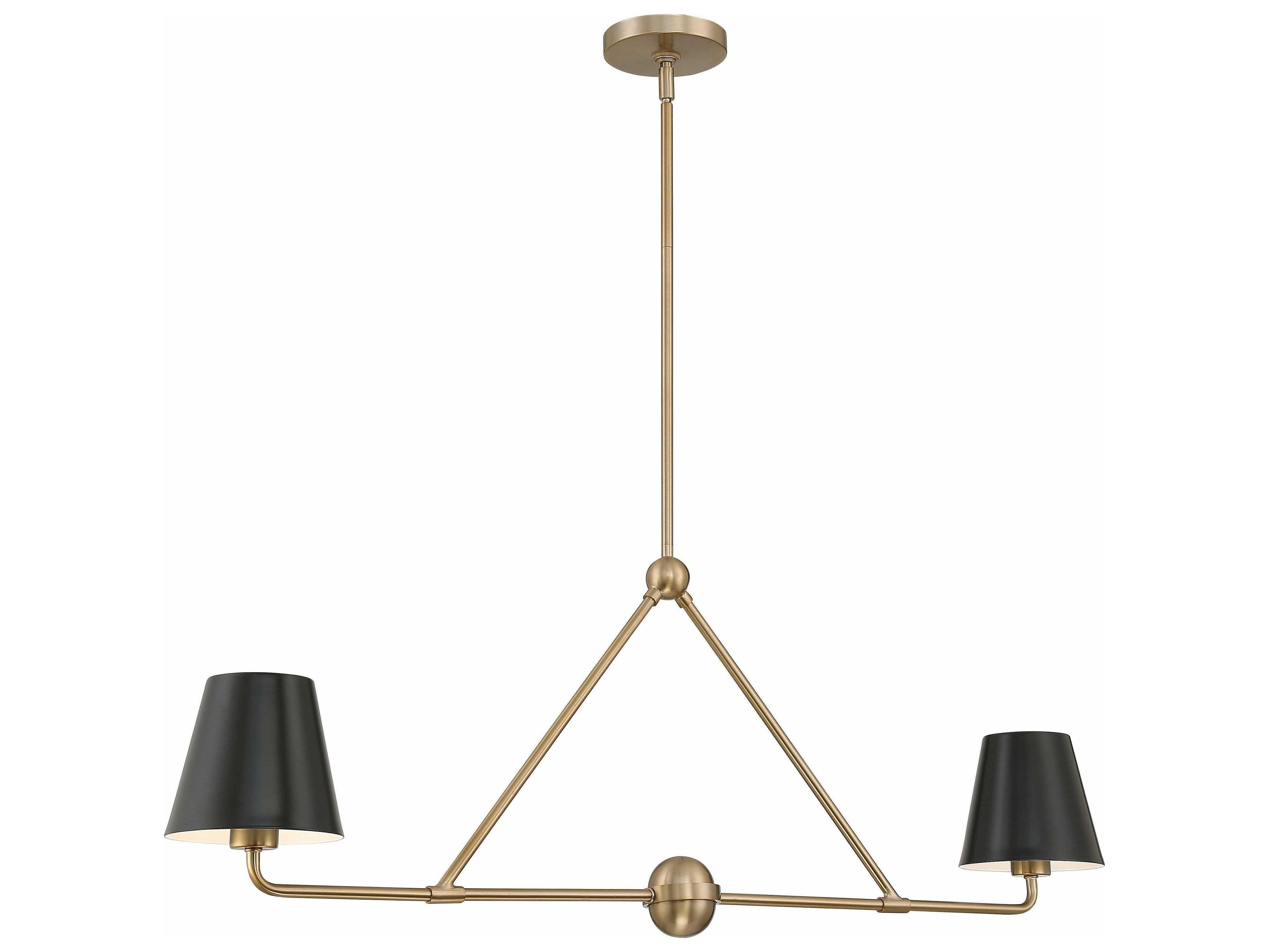 Crystorama Xavier 2-Light Vibrant Gold Empire Linear Island Pendant