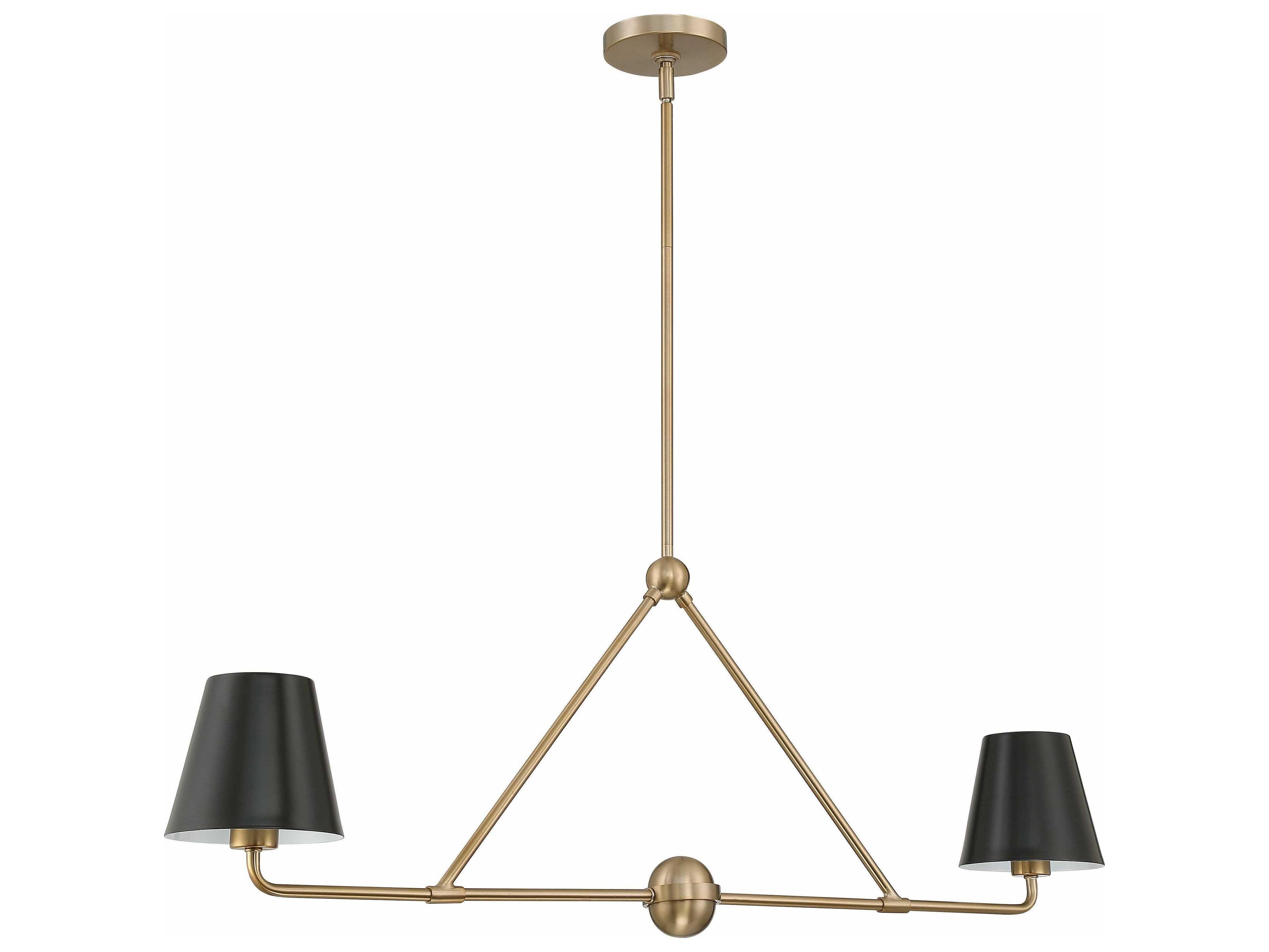 Crystorama Xavier 2-Light Vibrant Gold Empire Linear Island Pendant