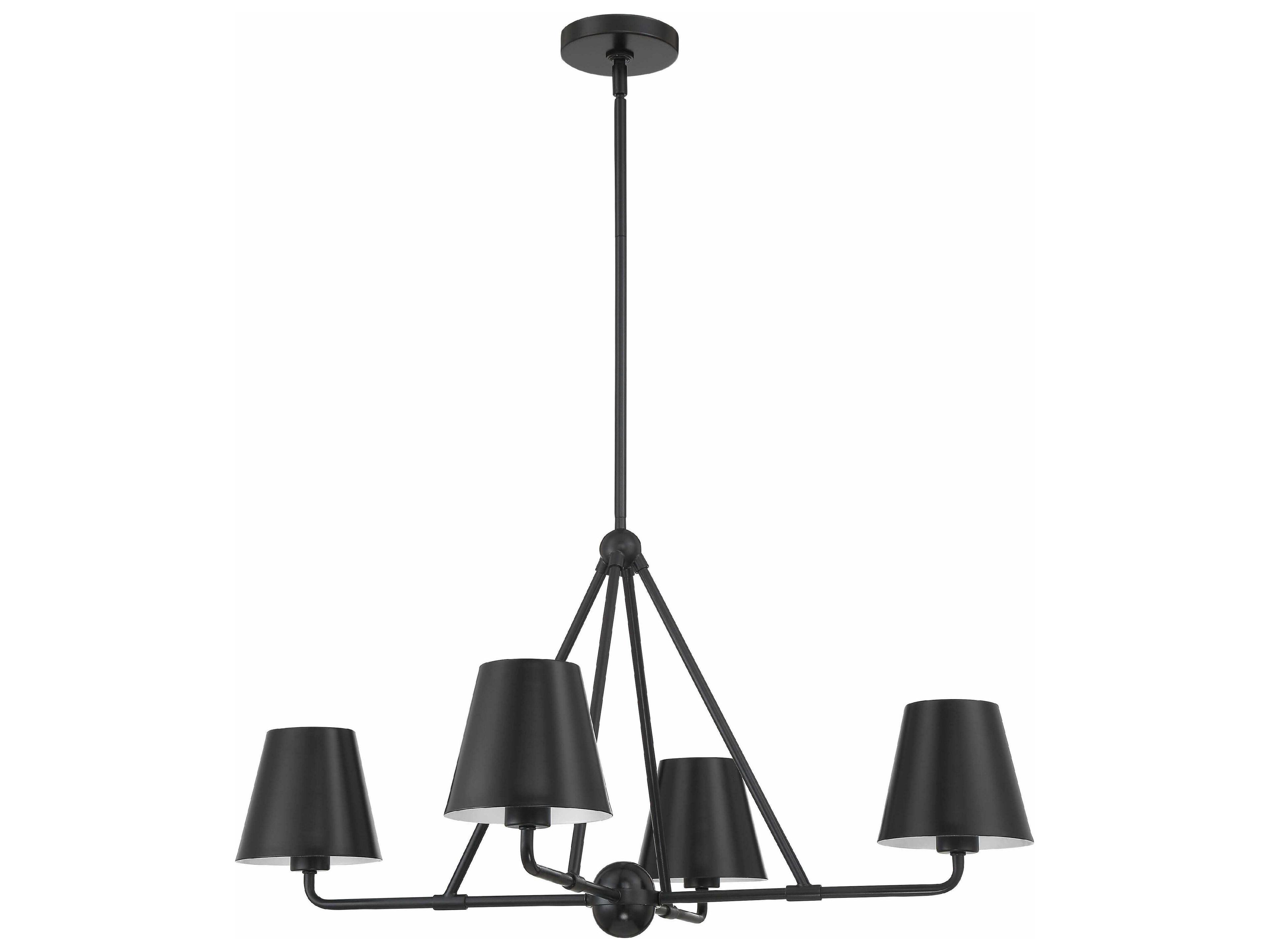 Crystorama Xavier 4-Light Matte Black Empire Chandelier