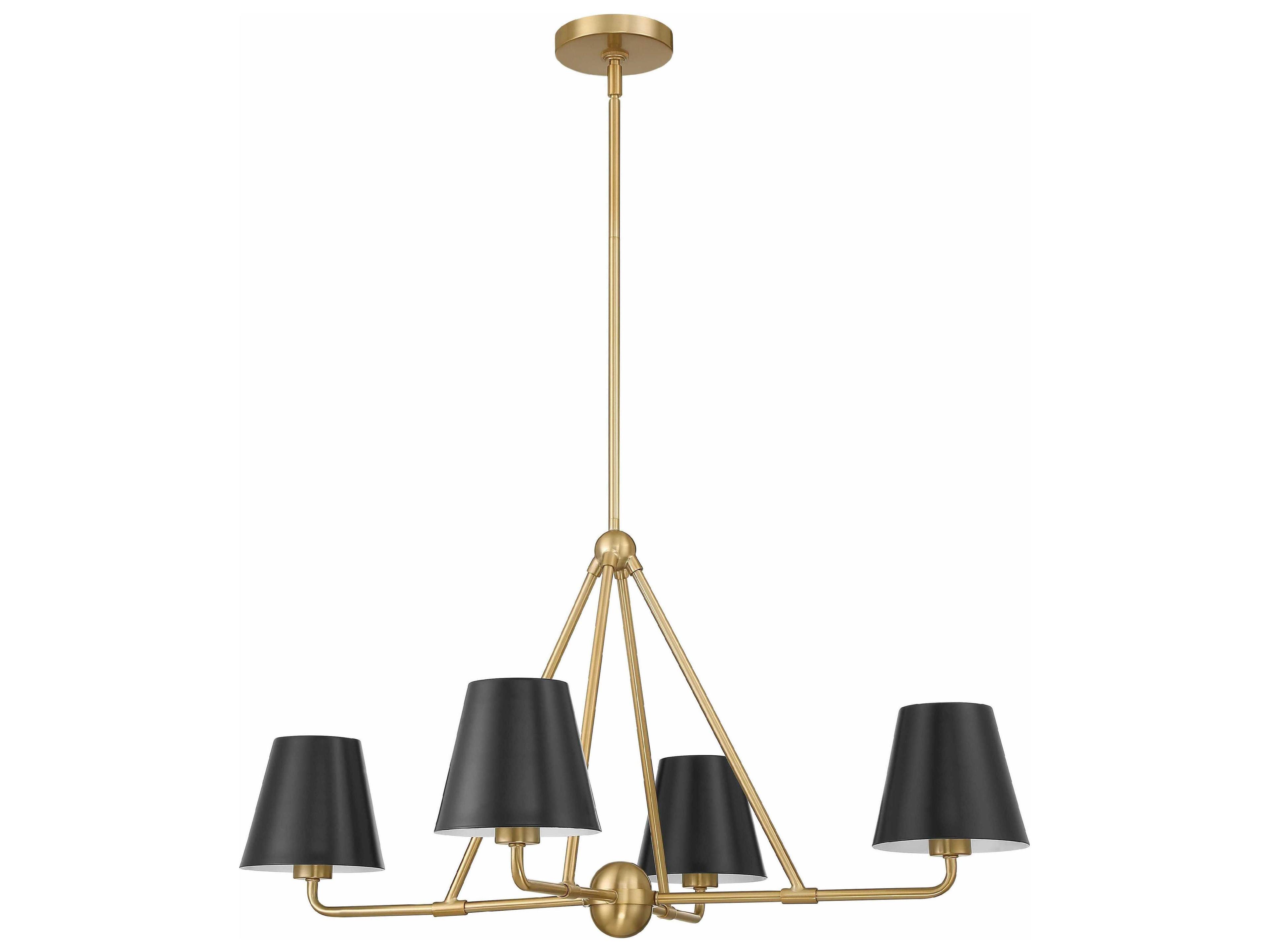 Crystorama Xavier 4-Light Vibrant Gold Black Empire Chandelier
