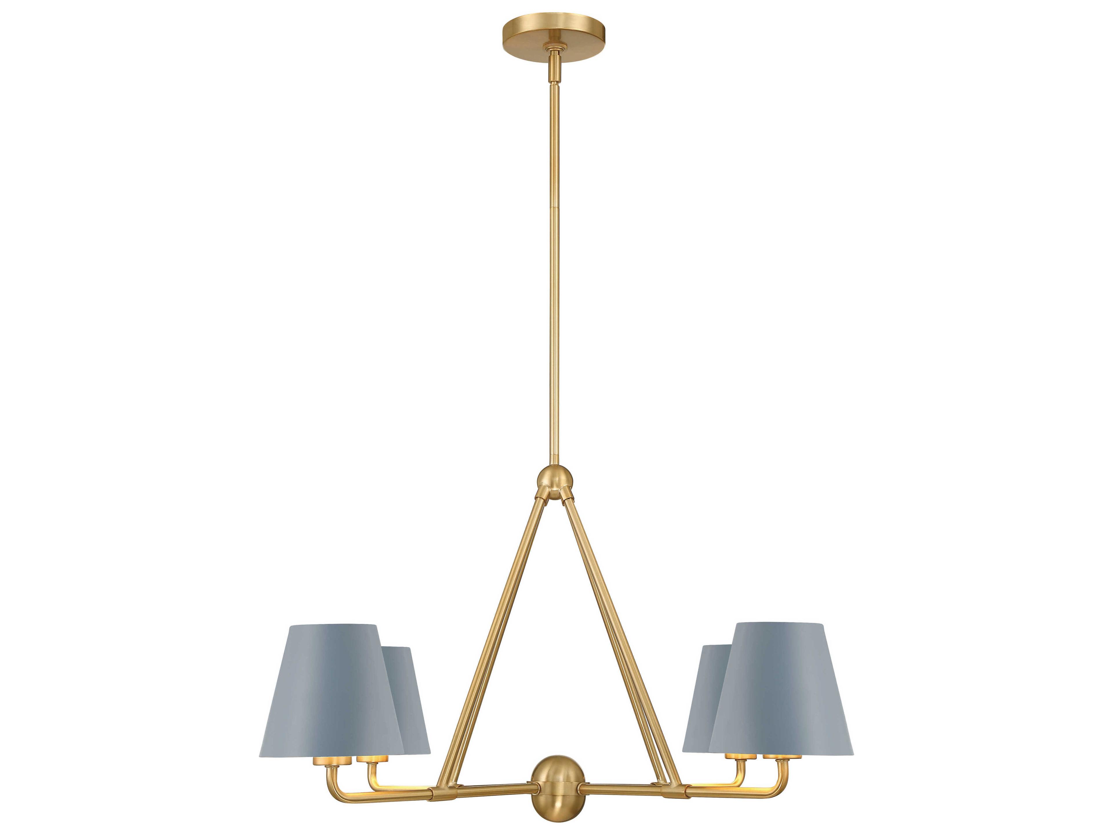Crystorama Xavier 4-Light Vibrant Gold Blue Chandelier