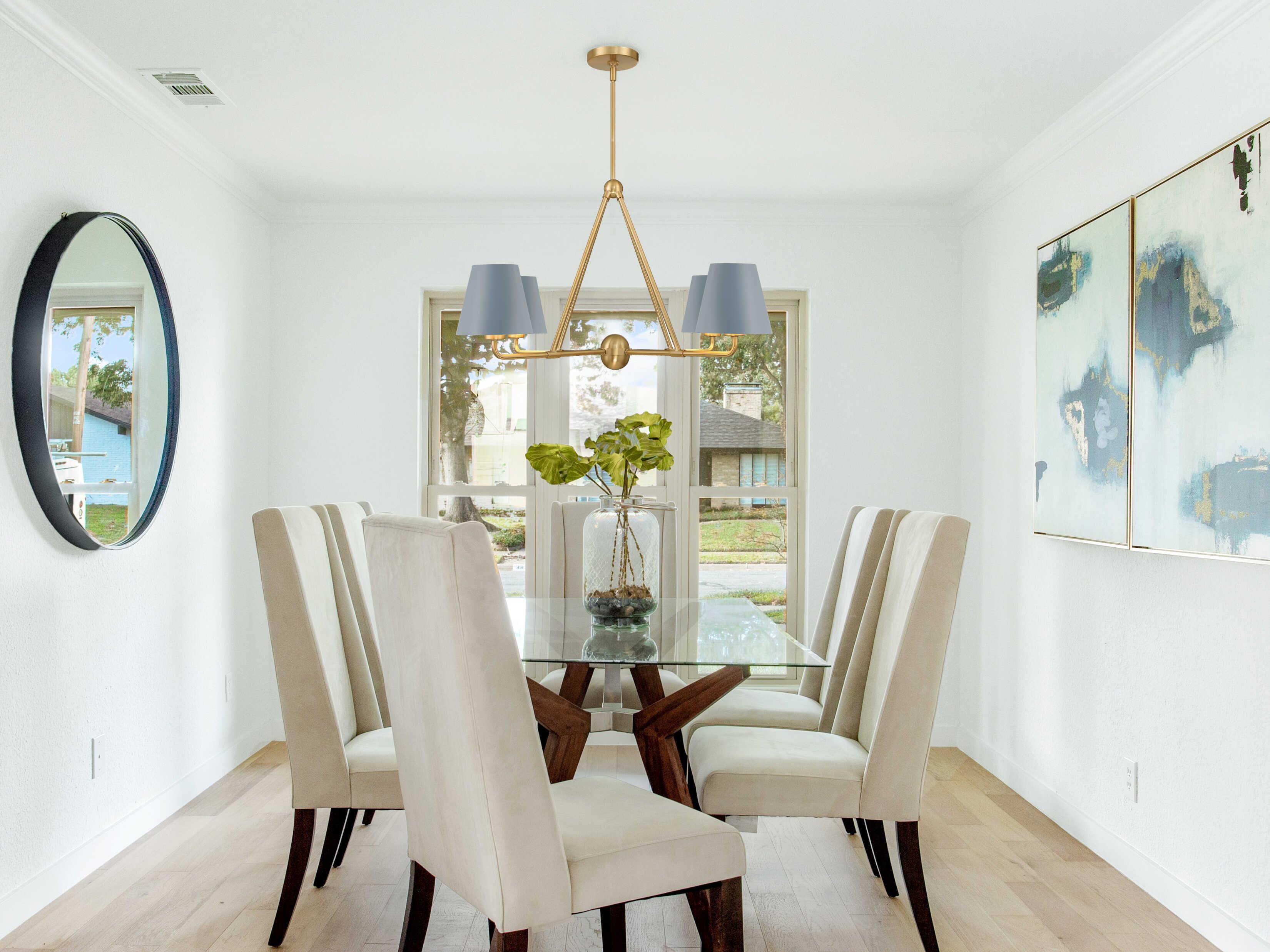 Crystorama Xavier 4-Light Vibrant Gold Blue Chandelier