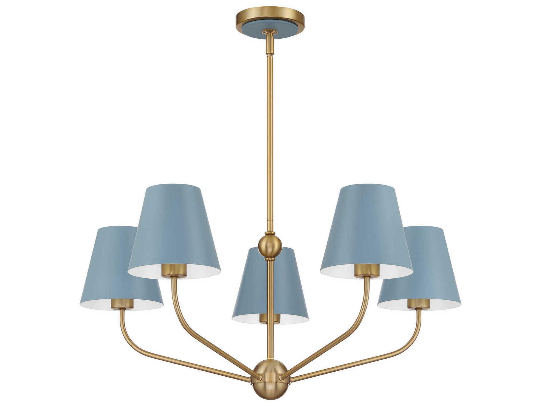 Crystorama Xavier 5-Light Vibrant Gold Blue Candelabra Chandelier