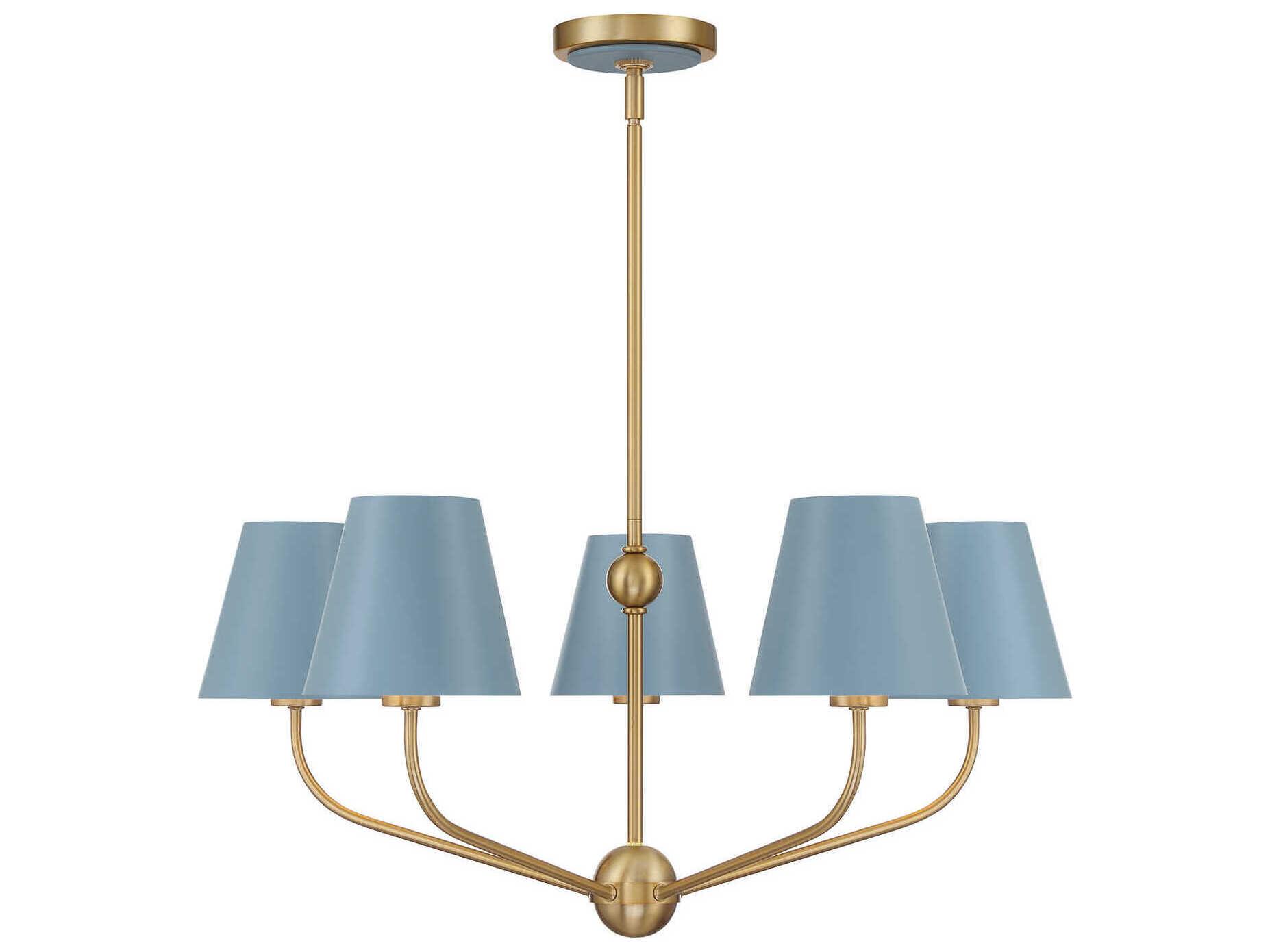 Crystorama Xavier 5-Light Vibrant Gold Blue Candelabra Chandelier