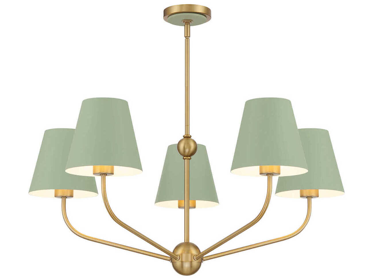 Crystorama Xavier 5-Light Vibrant Gold Green Candelabra Chandelier