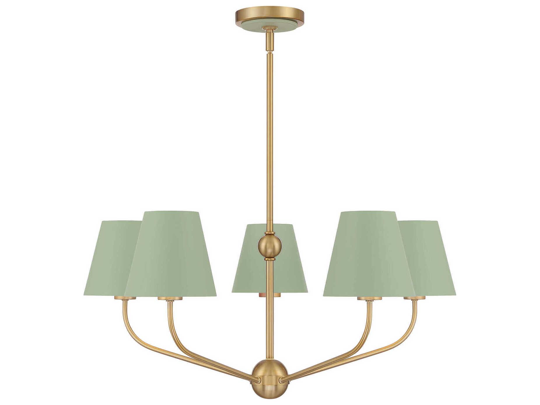 Crystorama Xavier 5-Light Vibrant Gold Green Candelabra Chandelier