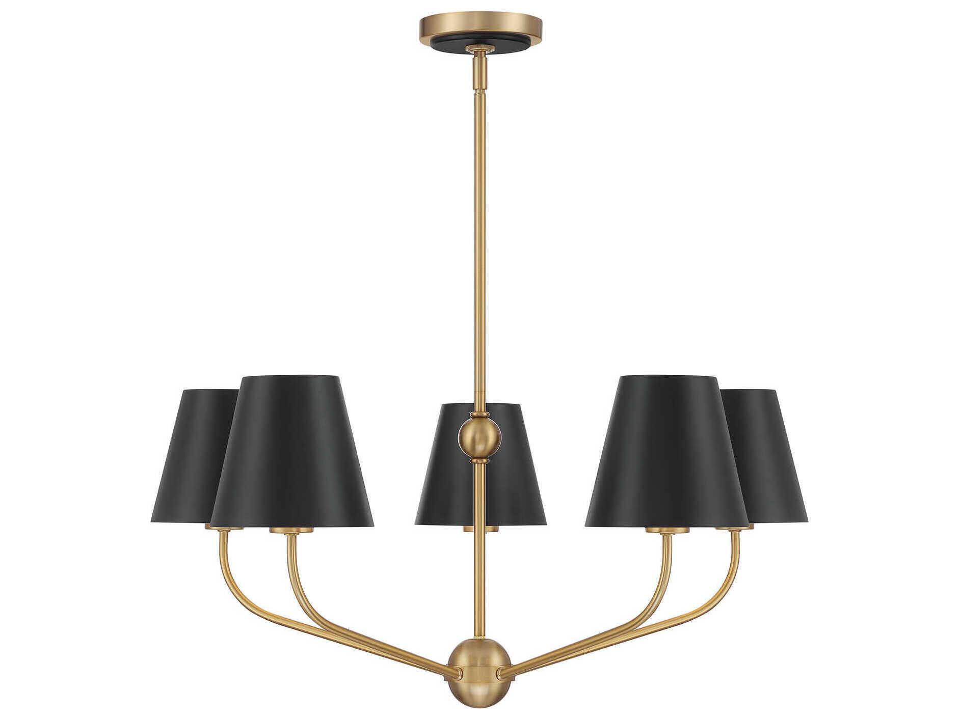 Crystorama Xavier 5-Light Vibrant Gold Matte Black Candelabra Chandelier