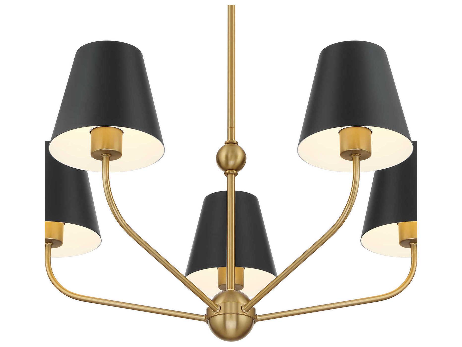 Crystorama Xavier 5-Light Vibrant Gold Matte Black Candelabra Chandelier