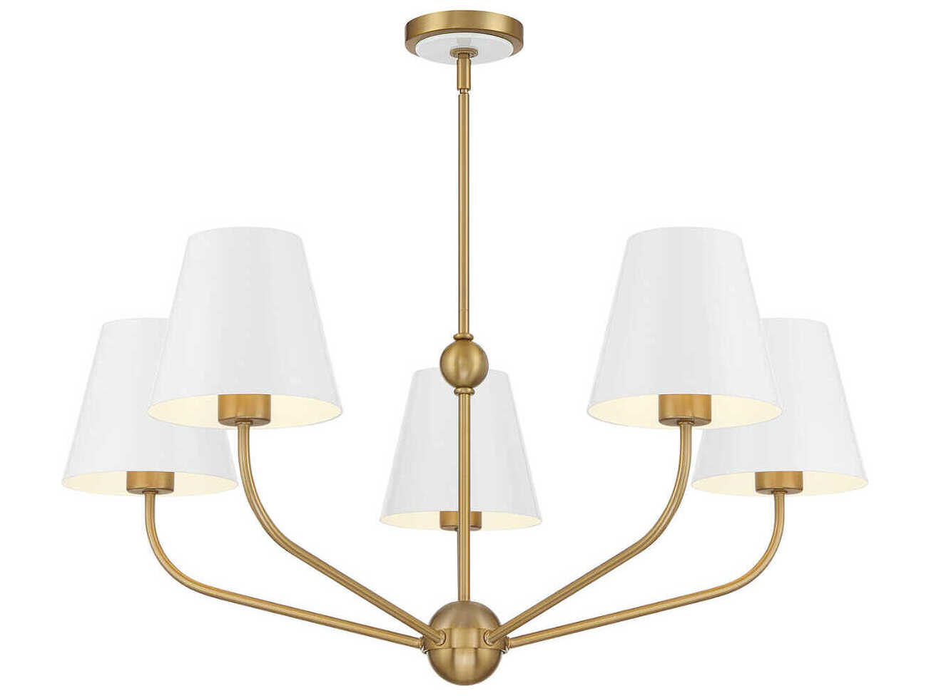 Crystorama Xavier 5-Light Vibrant Gold White Candelabra Chandelier