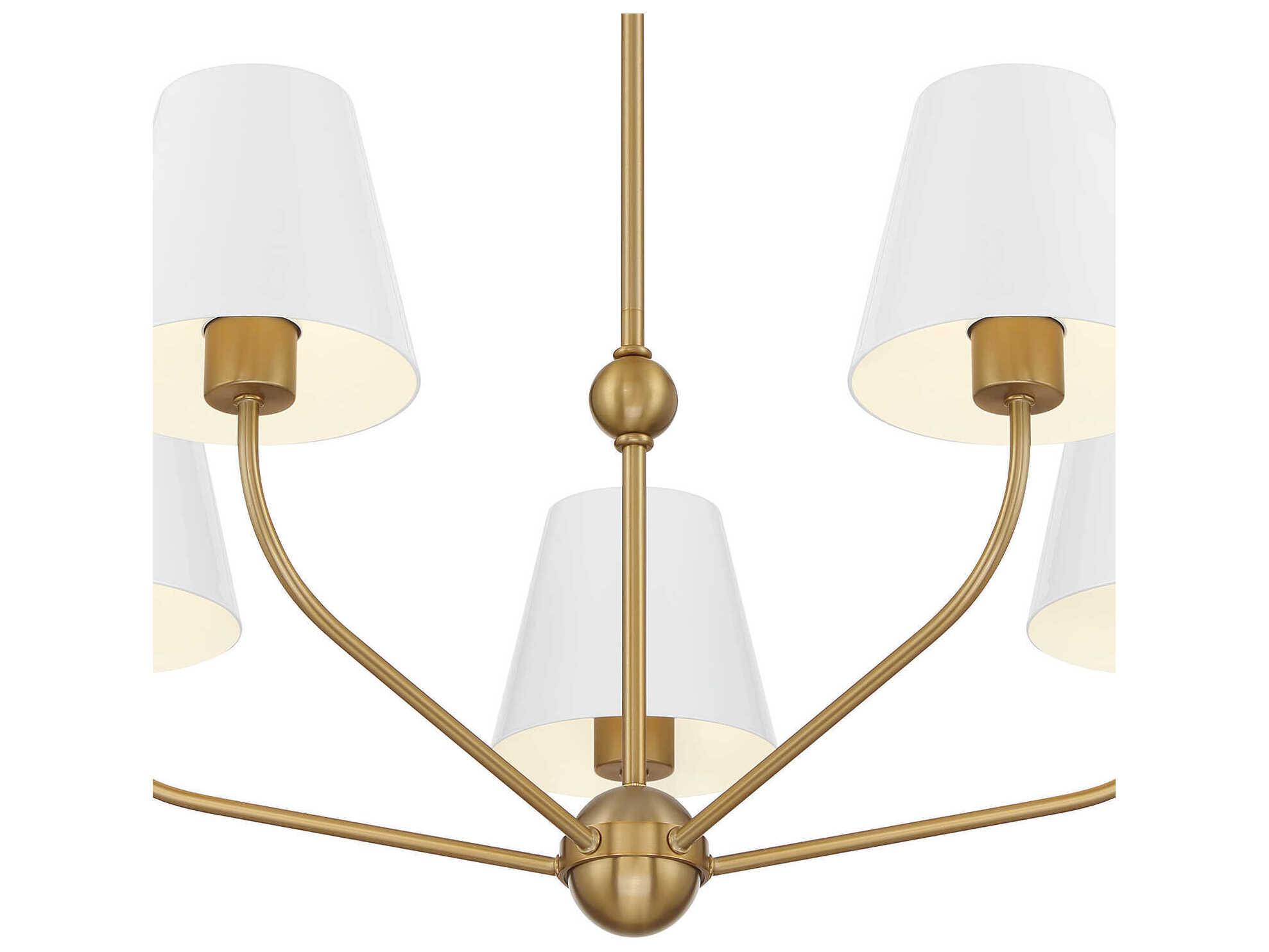 Crystorama Xavier 5-Light Vibrant Gold White Candelabra Chandelier