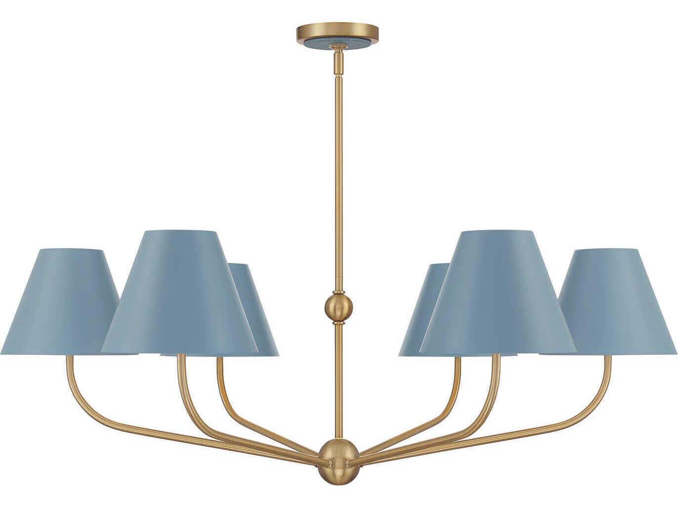 Crystorama Xavier 6-Light Vibrant Gold Blue Candelabra Chandelier