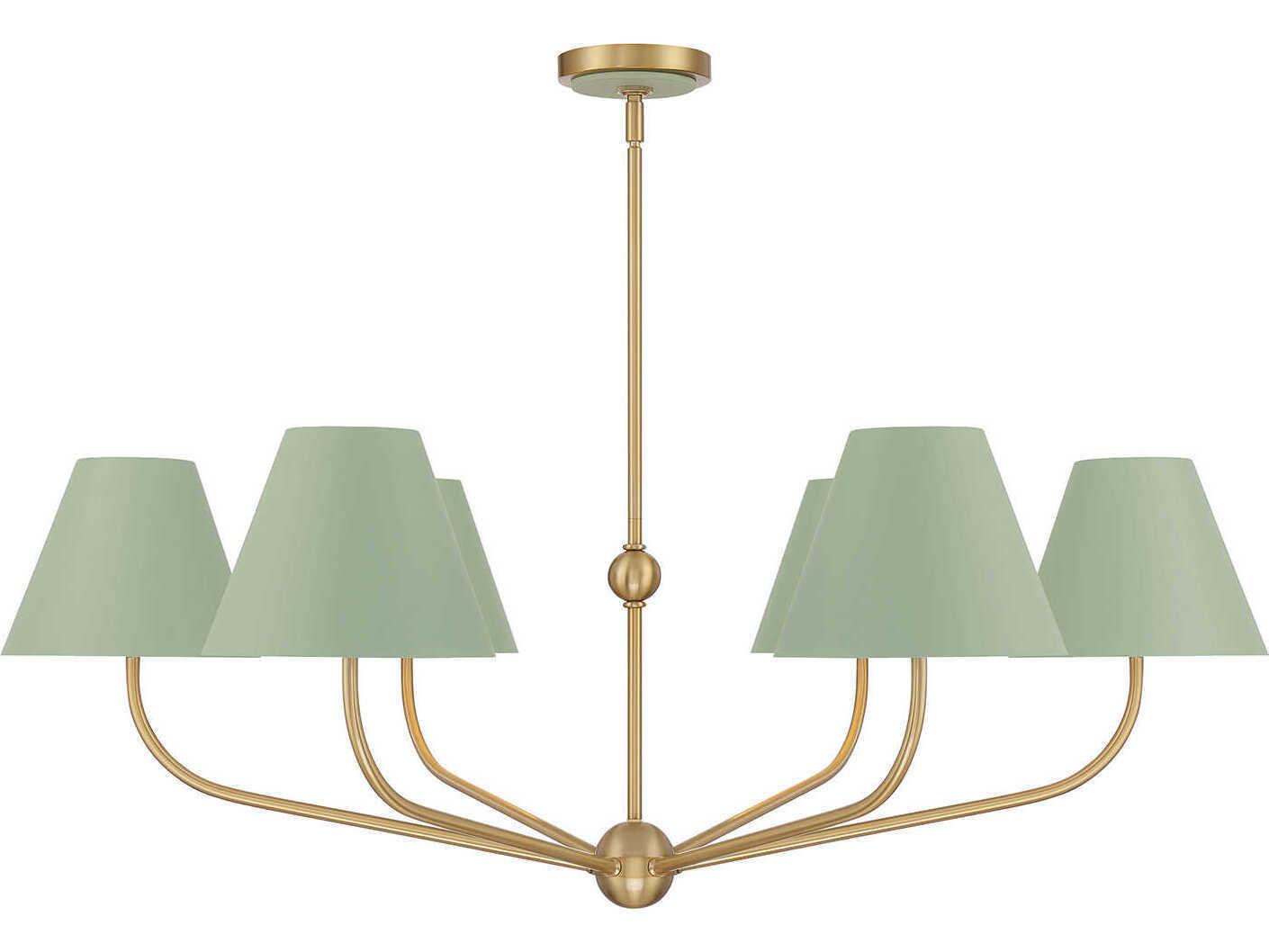 Crystorama Xavier 6-Light Vibrant Gold Green Candelabra Chandelier