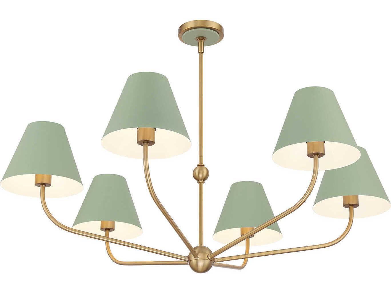 Crystorama Xavier 6-Light Vibrant Gold Green Candelabra Chandelier