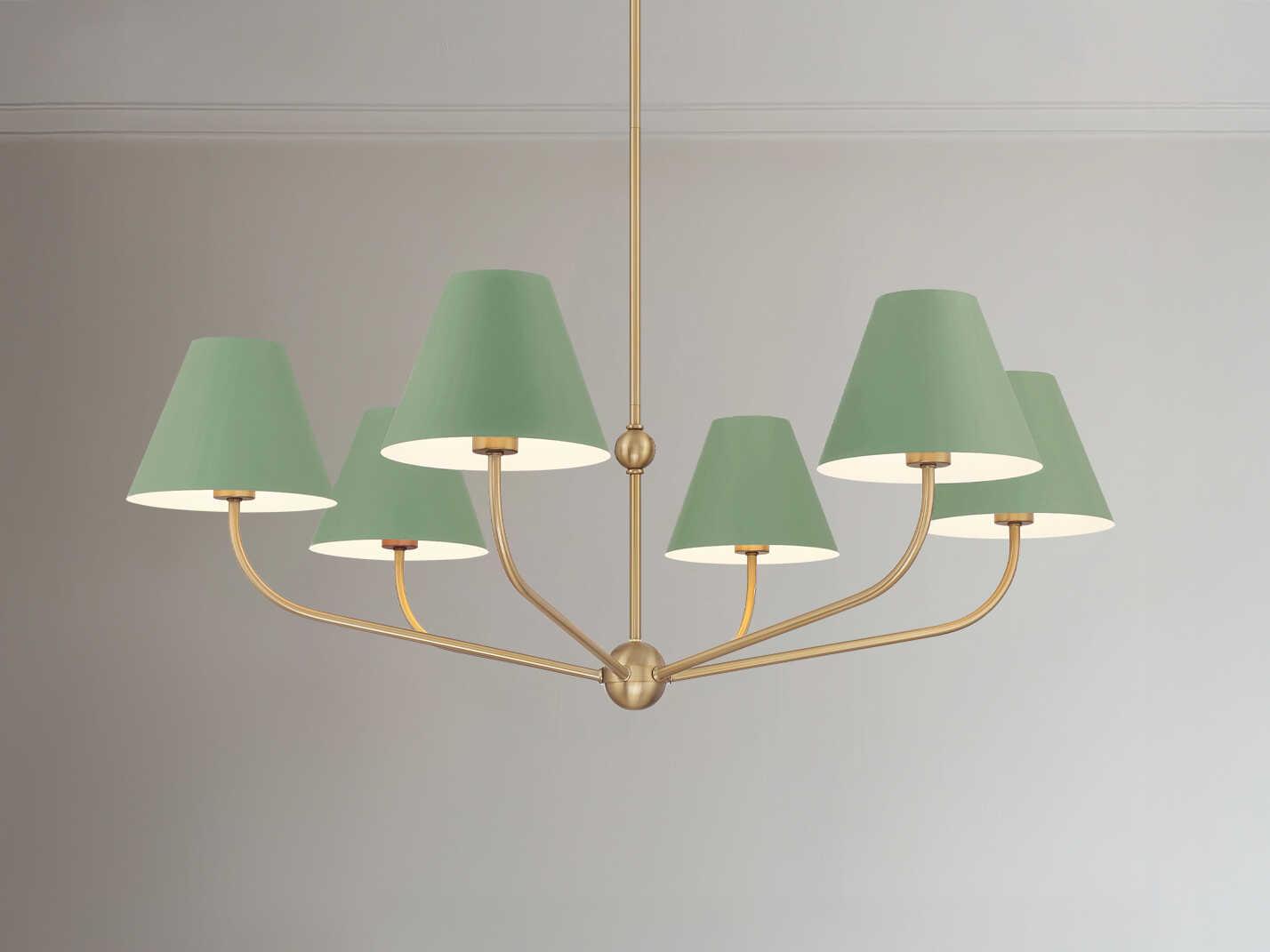 Crystorama Xavier 6-Light Vibrant Gold Green Candelabra Chandelier