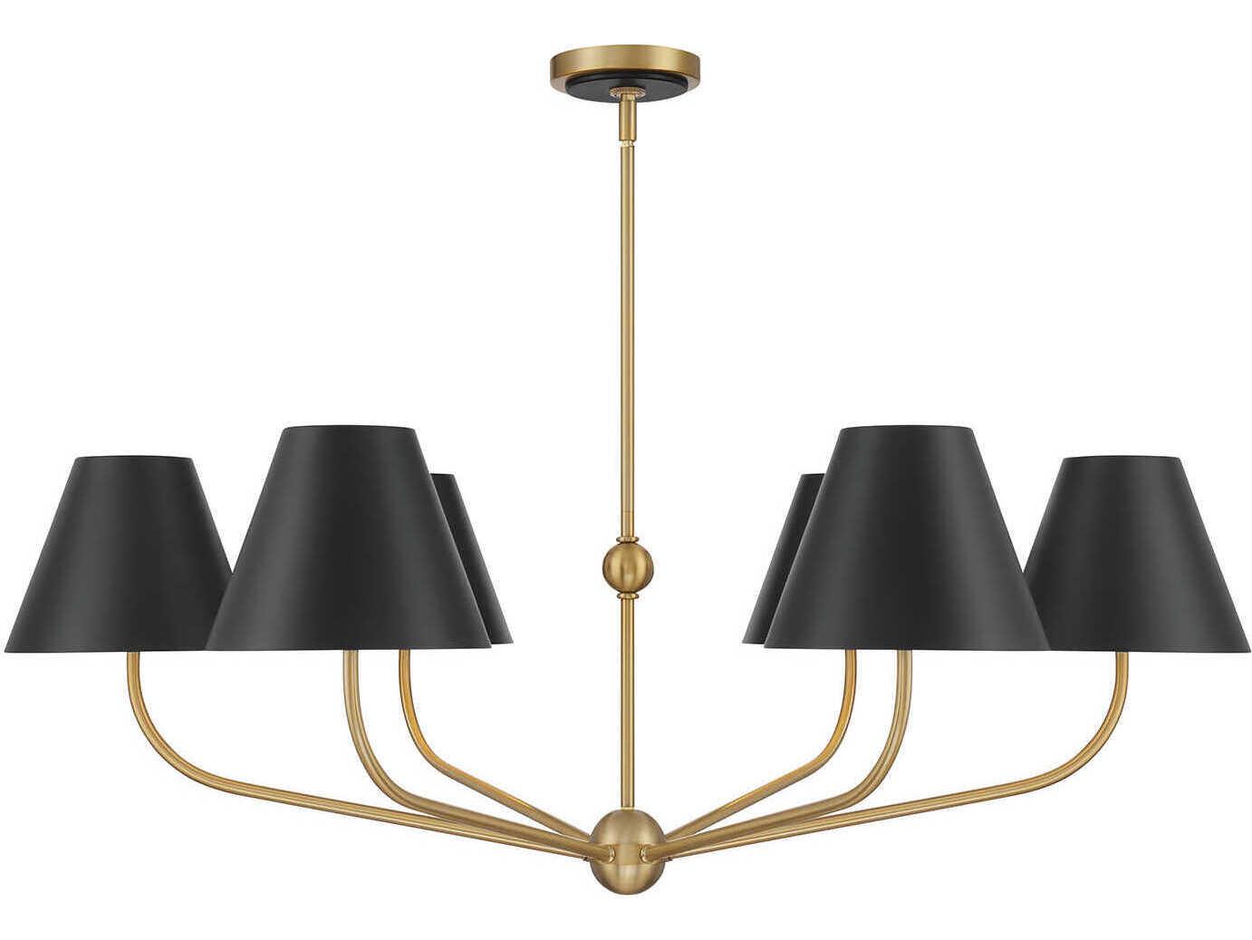 Crystorama Xavier 6-Light Vibrant Gold Matte Black Candelabra Chandelier