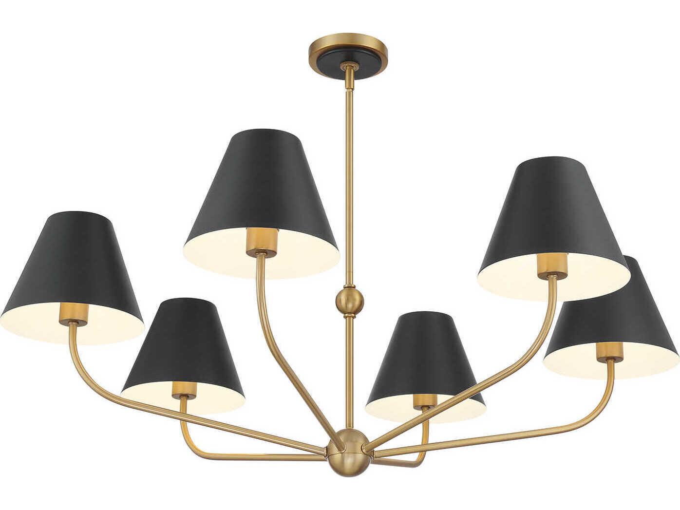 Crystorama Xavier 6-Light Vibrant Gold Matte Black Candelabra Chandelier