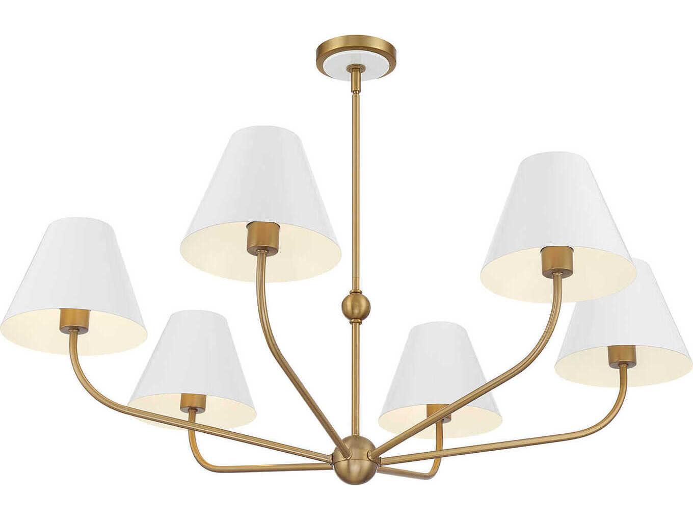 Crystorama Xavier 6-Light Vibrant Gold White Candelabra Chandelier