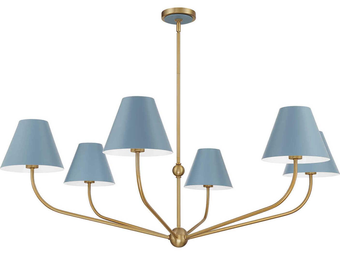 Crystorama Xavier 6-Light Vibrant Gold Blue Candelabra Chandelier