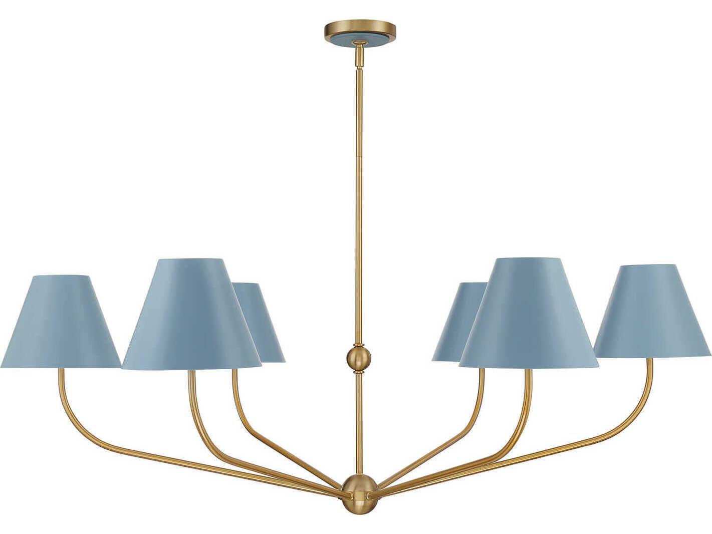 Crystorama Xavier 6-Light Vibrant Gold Blue Candelabra Chandelier
