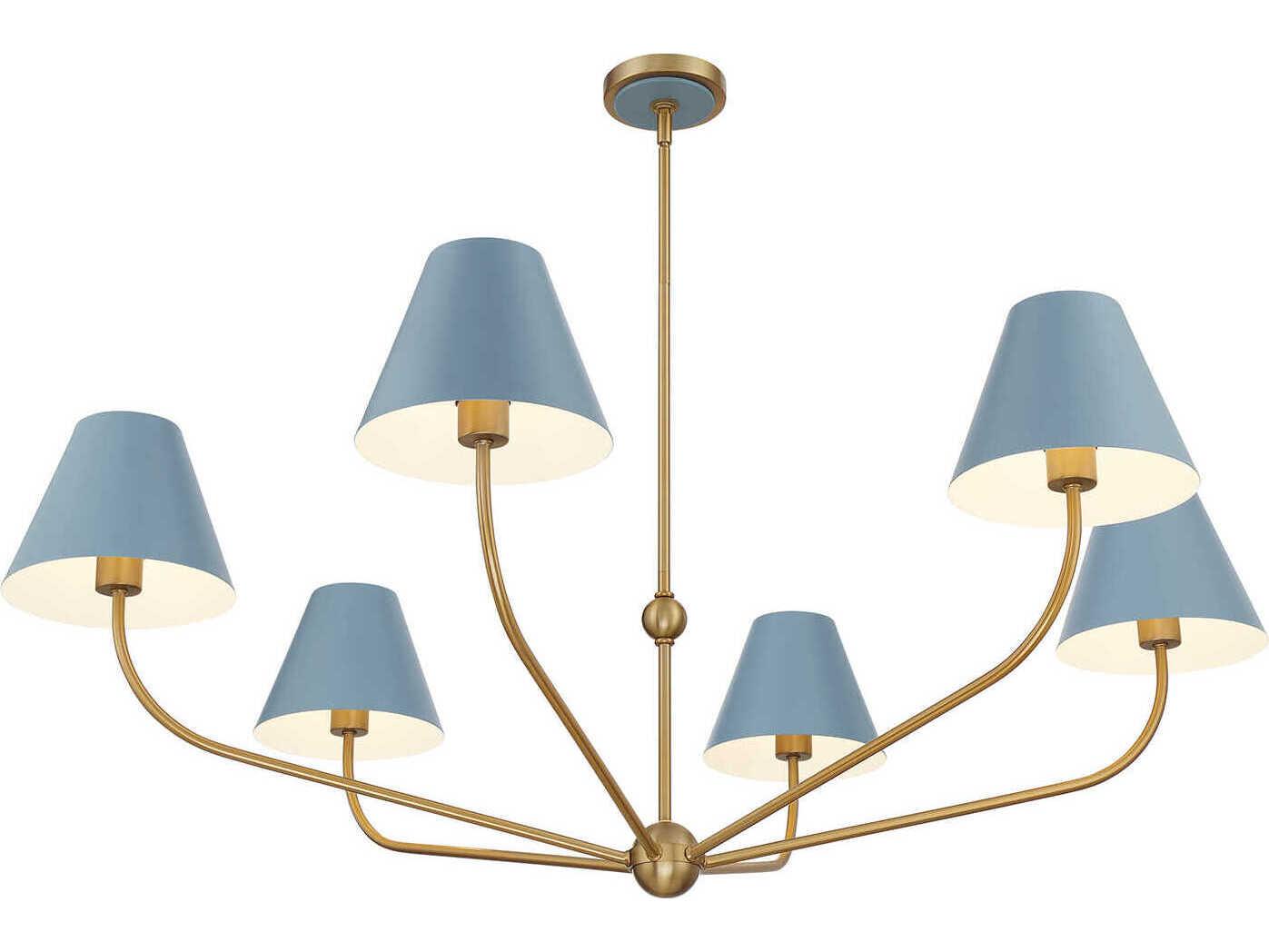 Crystorama Xavier 6-Light Vibrant Gold Blue Candelabra Chandelier