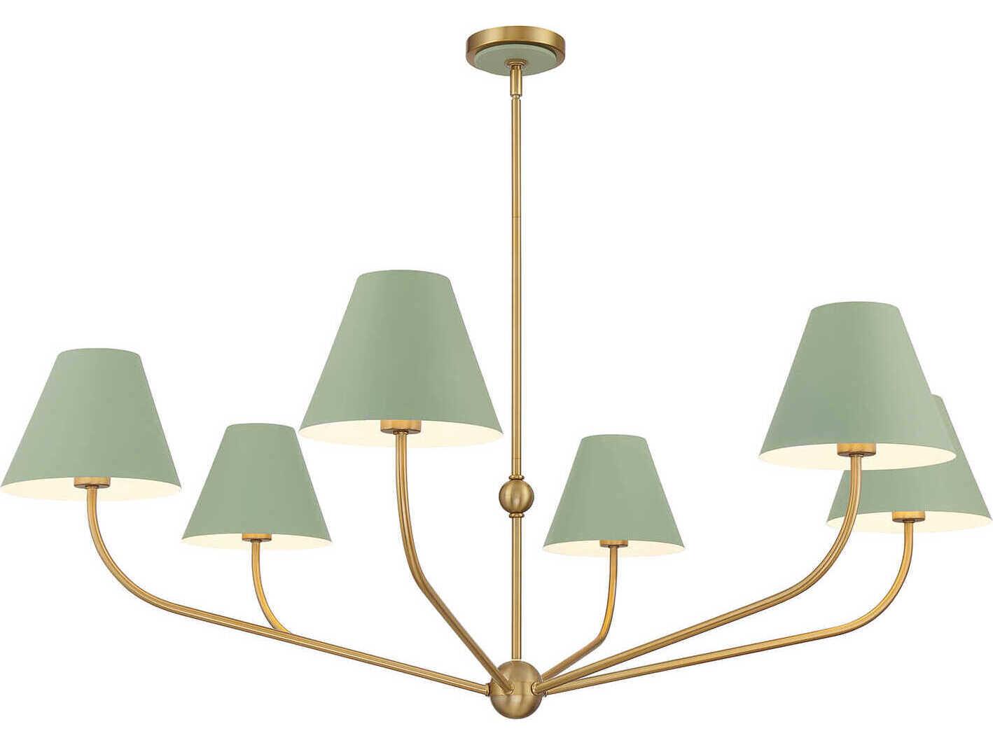 Crystorama Xavier 6-Light Vibrant Gold Green Candelabra Chandelier