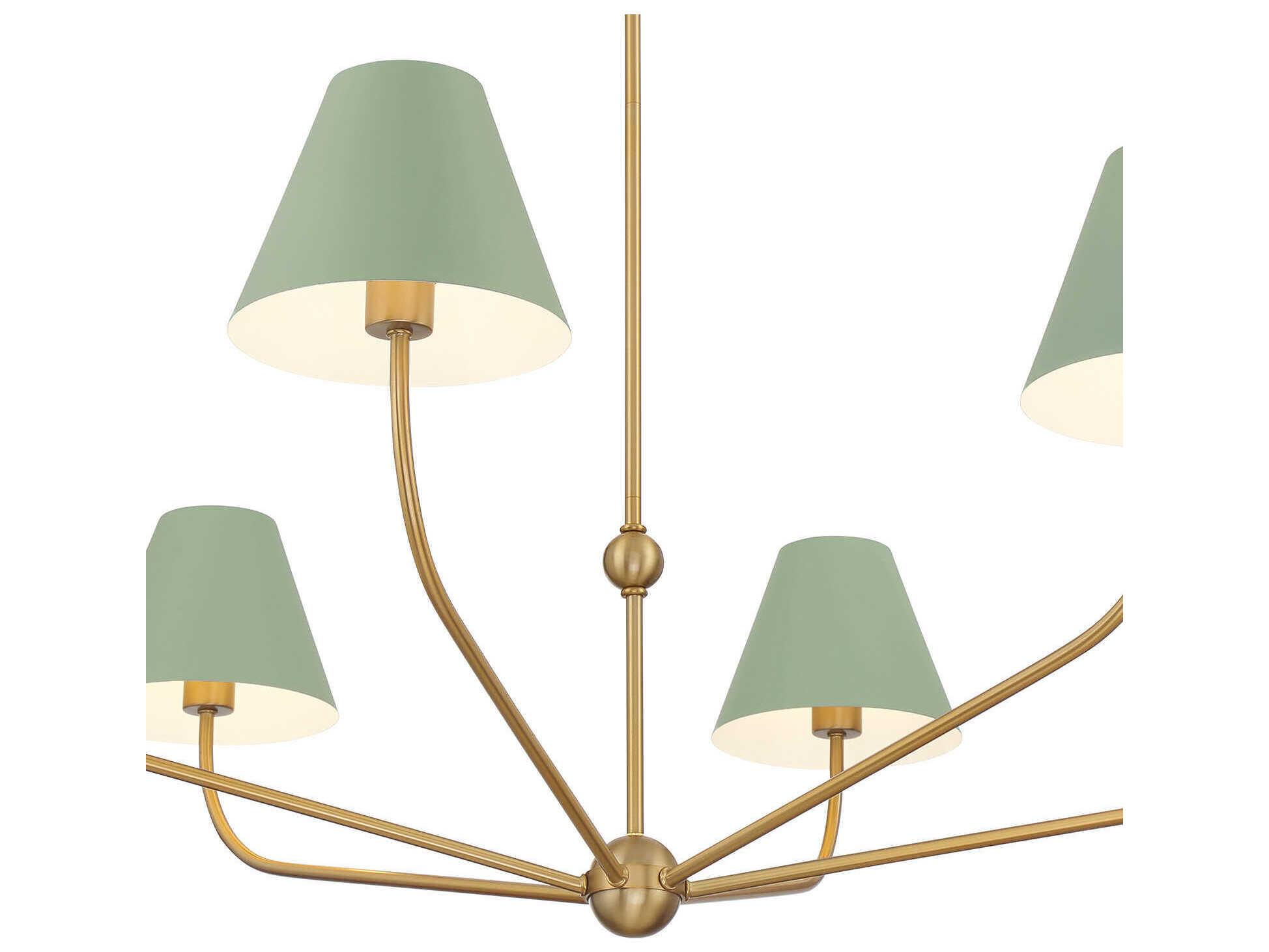 Crystorama Xavier 6-Light Vibrant Gold Green Candelabra Chandelier