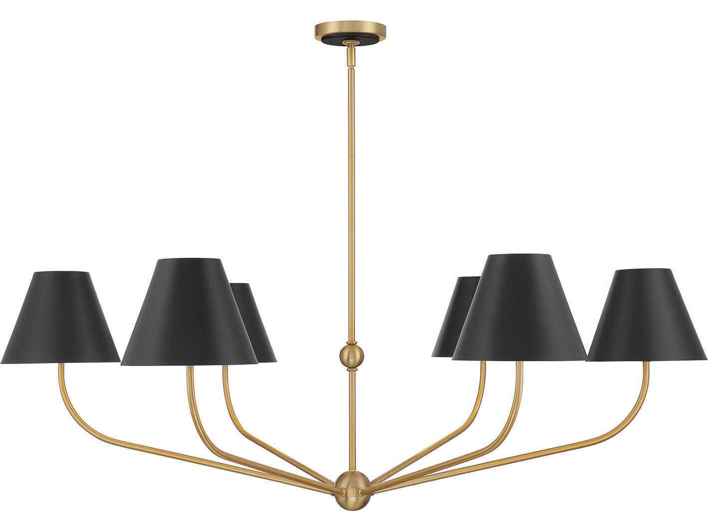 Crystorama Xavier 6-Light Vibrant Gold Matte Black Candelabra Chandelier