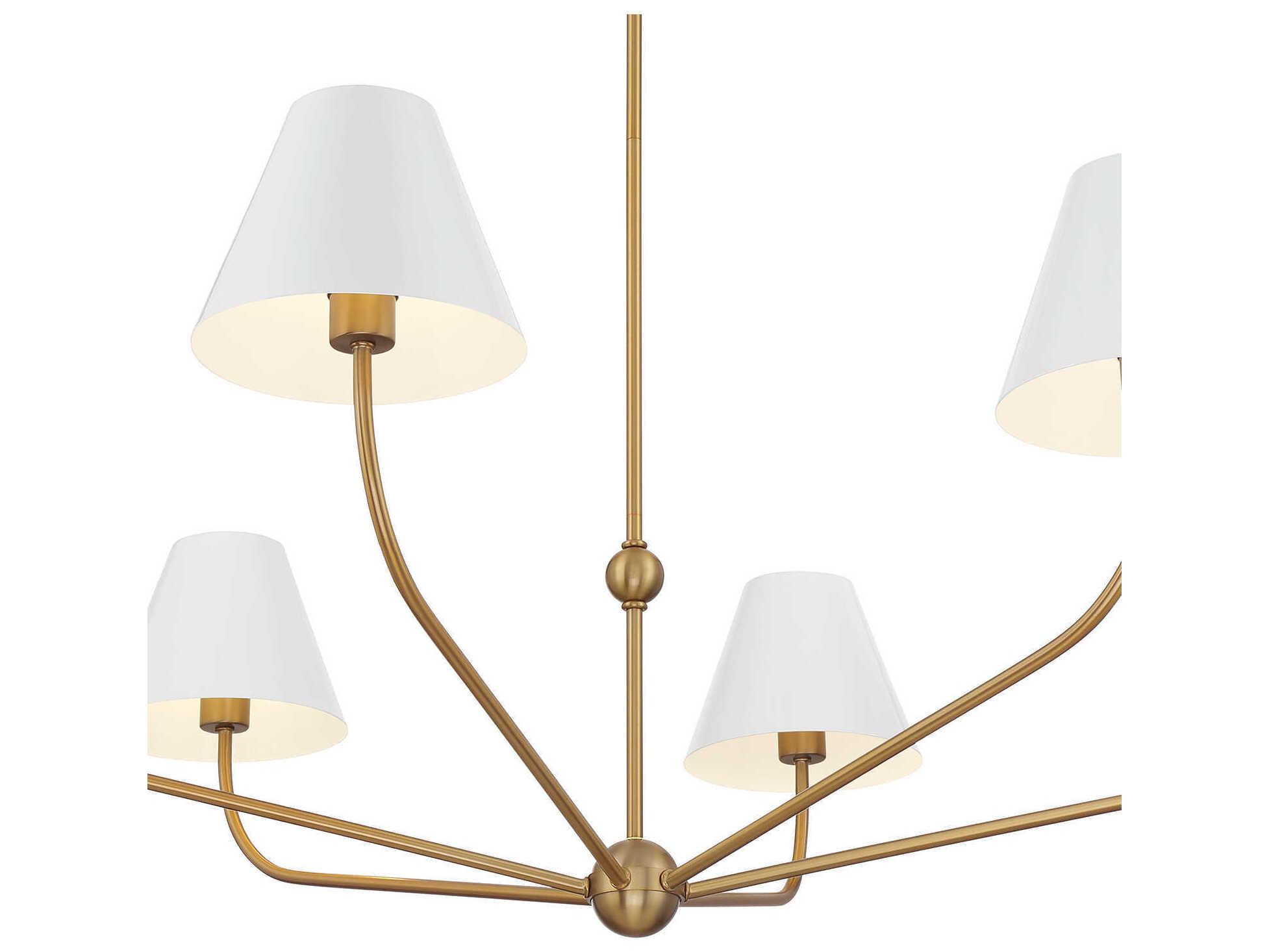 Crystorama Xavier 6-Light Vibrant Gold White Candelabra Chandelier